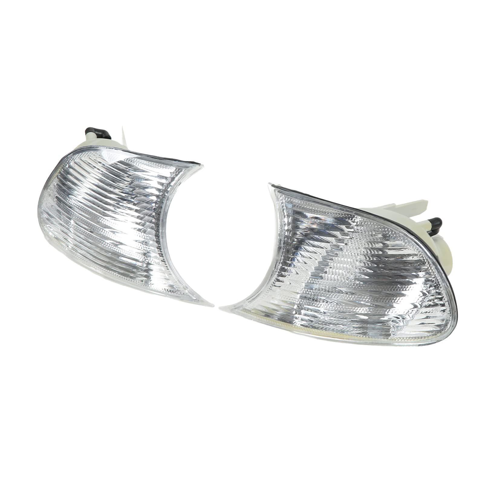 Tbest Clignotants D'angle, Feux D'angle Avant de Voiture Gauche Droite Lentille Transparente Clignotants de Remplacement pour 3 Series E46 Coupé 1998 à 2001(Blanc 63126904307 63126904308)