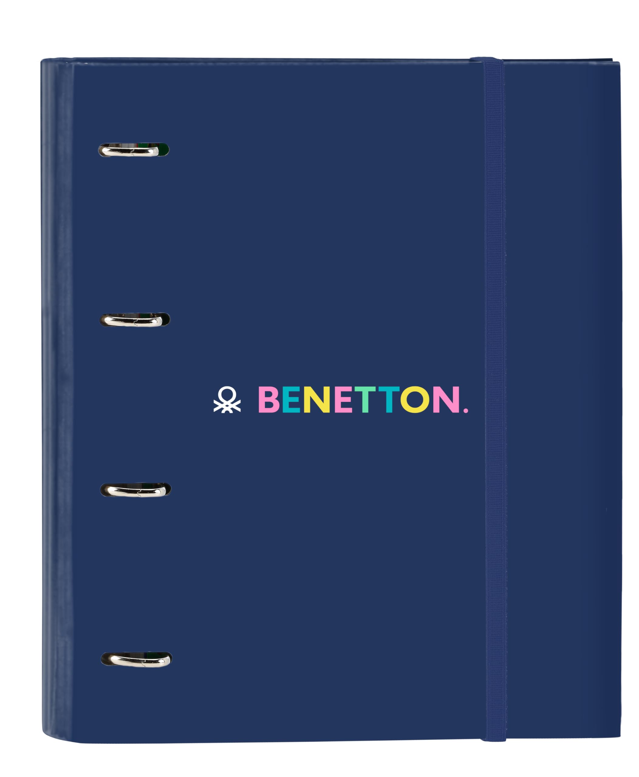 Safta Benetton Cool – 4 Ring Binder 35 cm with 100 A4 Sheets, Ideal for Children of Different Ages, Comfortable and Versatile, Quality and Resistance, 27 x 3.5 x 32 cm, Navy Blue, Navy, Estándar,