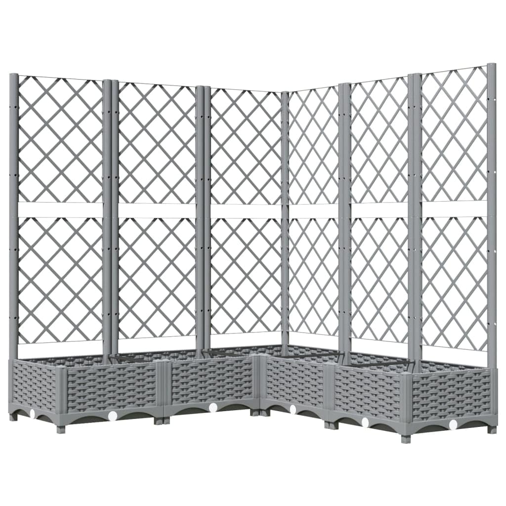 VIDAXL Raised Garden Bed with Trellis - Polypropylene - Grey - 120cm
