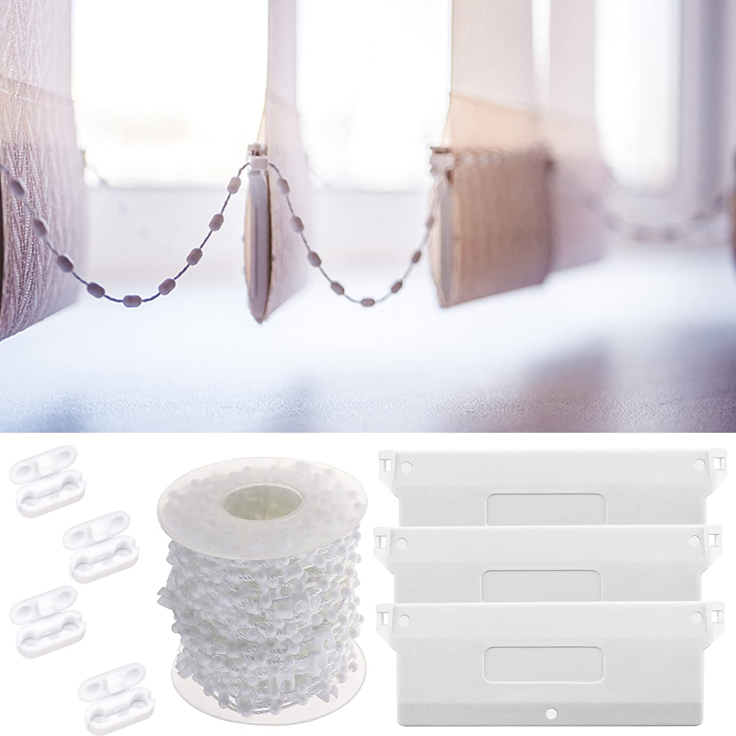 Store Californian - Piastra di peso per persiane verticale, 10 pezzi, peso di tenda + 4 connettori a cordone + 10 m, catena cieca verticale 127 mm