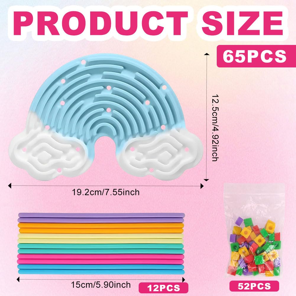 Sensory Activity Board,Cloud Shaped Sensory Board,Silicone Fidget Toys Help Alleviate Hyperactivity and Anxiety Comes with 12 Silicone Strips and 52 Massage Particles (Blue) - Image 2