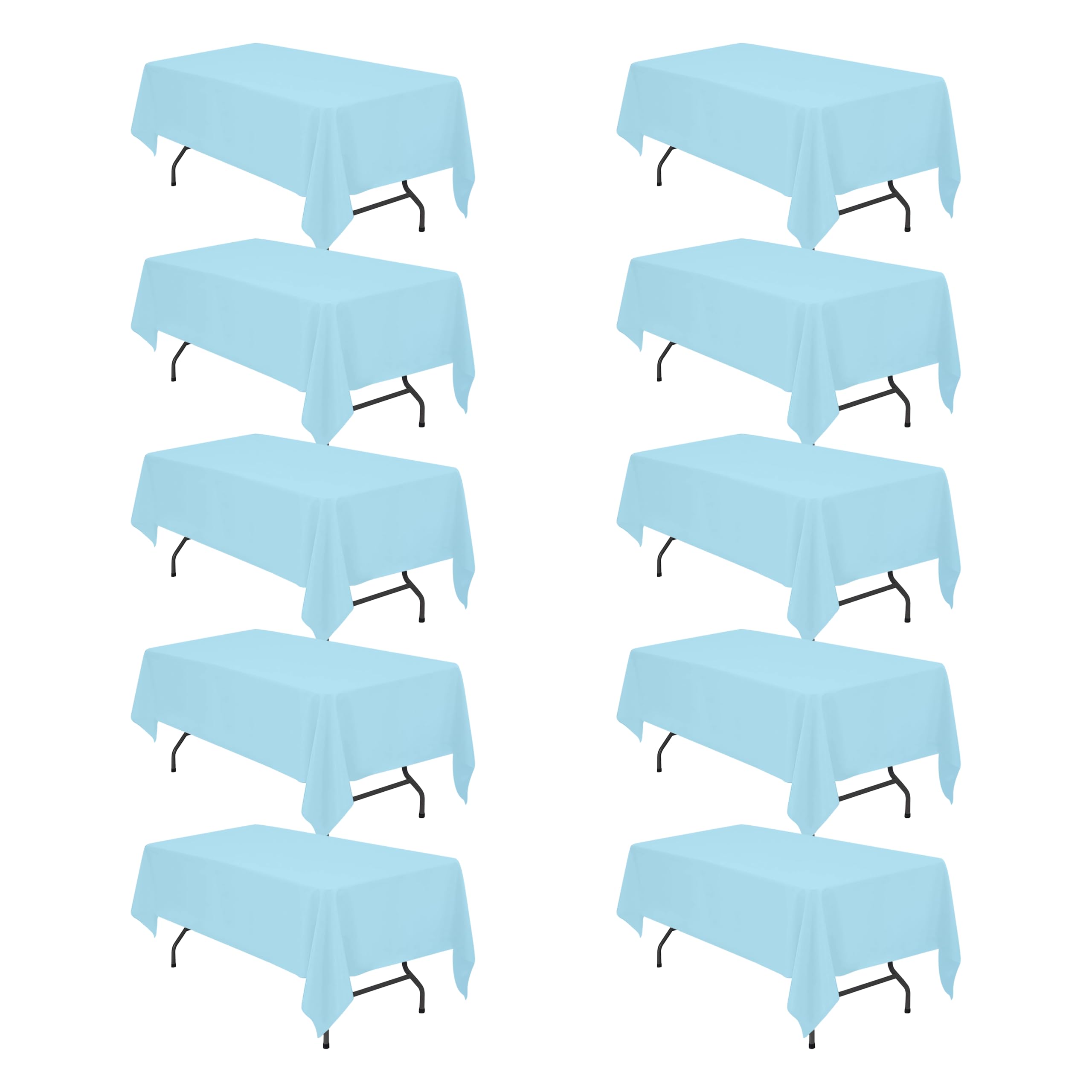 BRILLMAX 10 Pack Light Blue Tablecloths 60x102 Inch for 6ft Rectangle Table