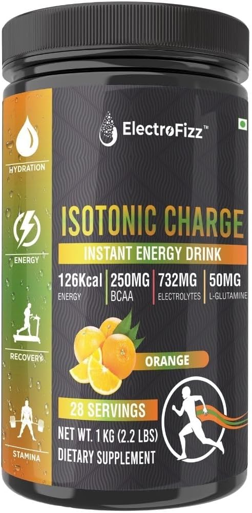 Isotonic Energy Drink Powder for Endurance Sports & Fitness Activities, 1 Kg Jar (Orange), 1 count, 28 servings