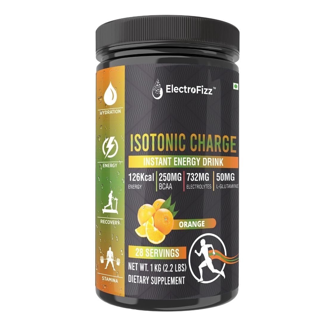 Isotonic Energy Drink Powder for Endurance Sports & Fitness Activities, 1 Kg Jar (Orange), 1 count, 28 servings