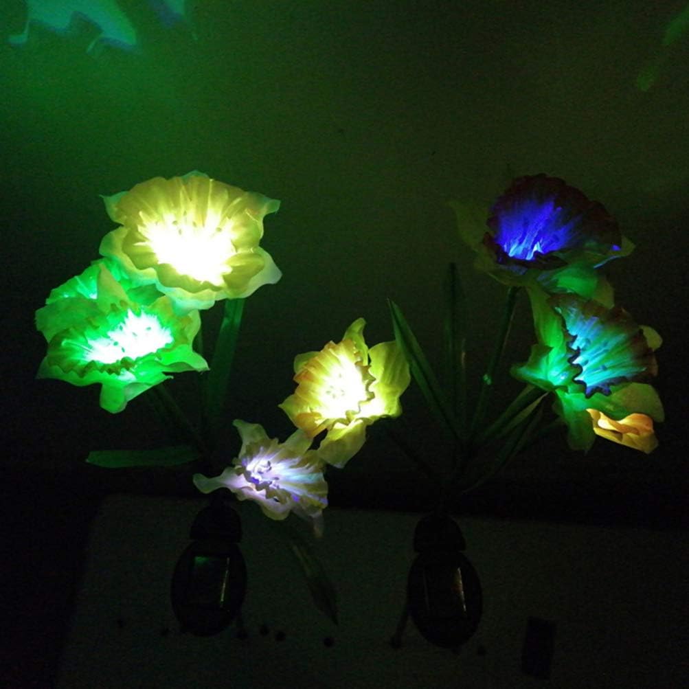 Uonlytech Flower Solar Lamp Ground Plug Light 2 Pack Solar Garden Lights Outdoor Daffodil Flower Floor for Yard Park Walkway