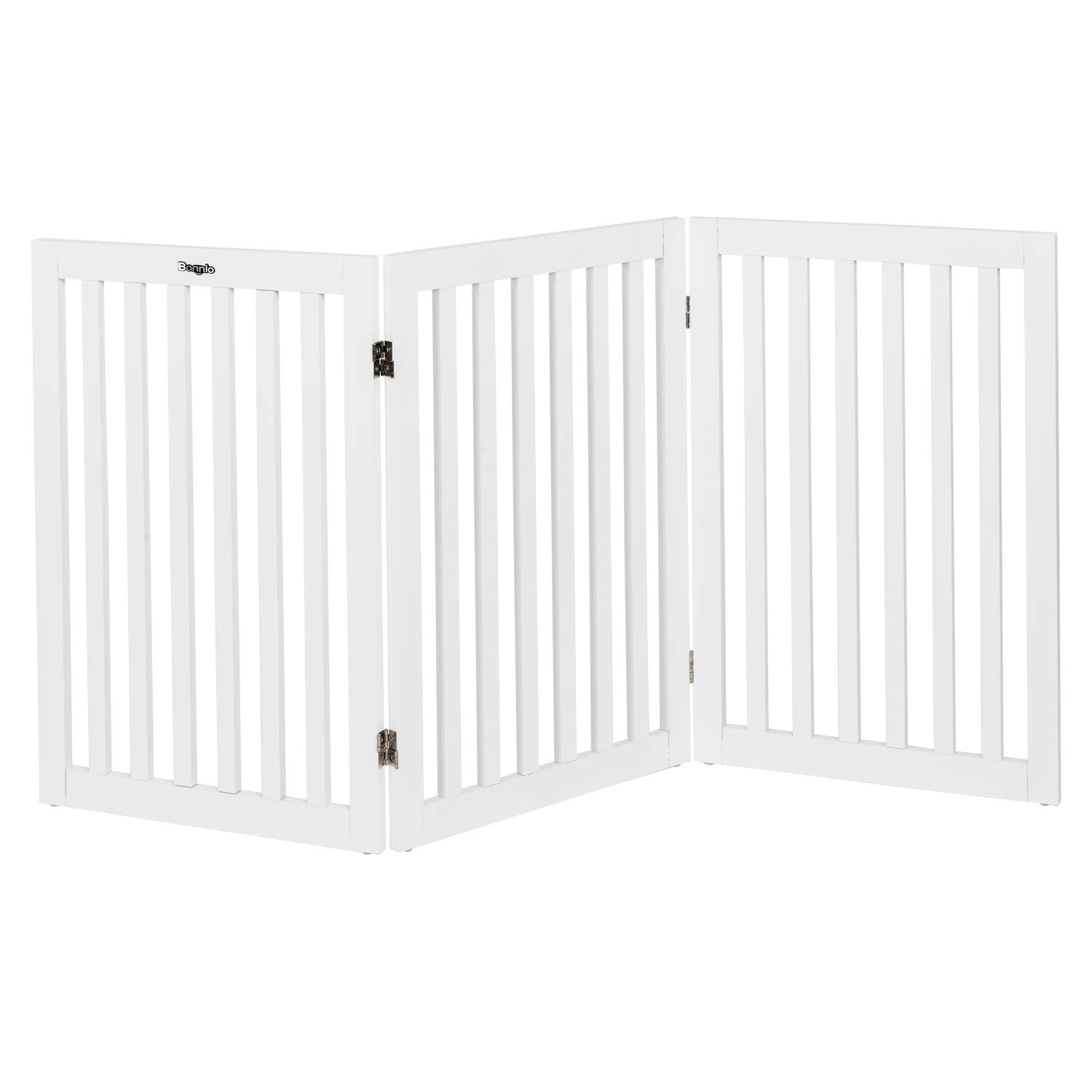 Freestanding Pet Gate, Wooden Foldable Dog Puppy Cat Gate for Doorways Stairs