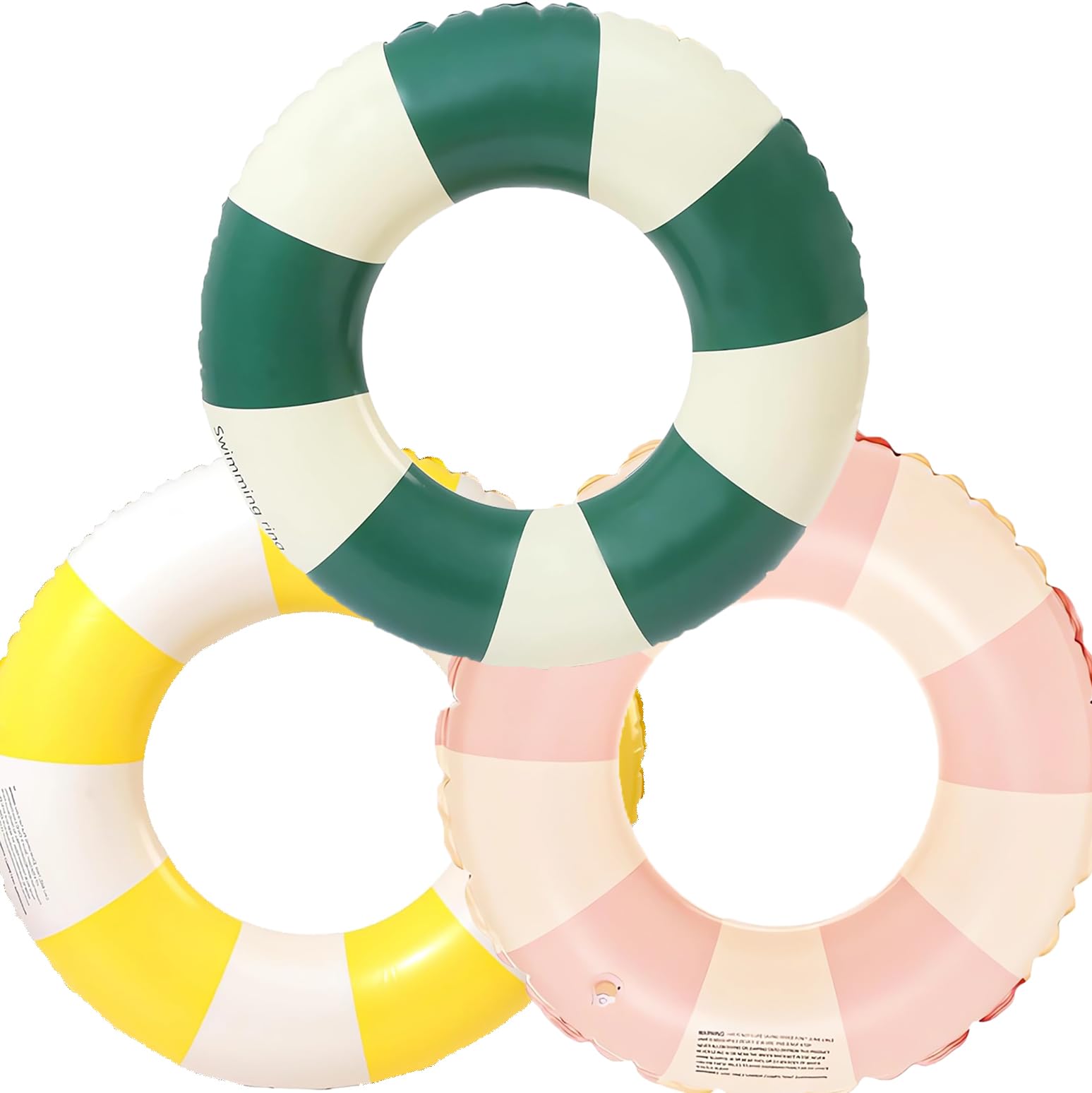 3 Pieces Swimming Ring Adult Air Mattress Swimming Hoop Inflatable Swimming Pool Float, Swimming Ring Tube for Summer Pool Party (Yellow + Pink + Green) โ image 1