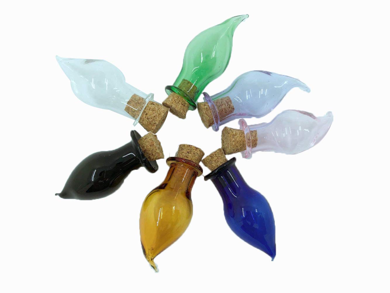 TAI DIAN Mix 7 Colors Mini Glass Bottles Chili Shape Cute Bottles with Cork Little Bottles Gift Tiny Jars Vials 7 pcs/lot