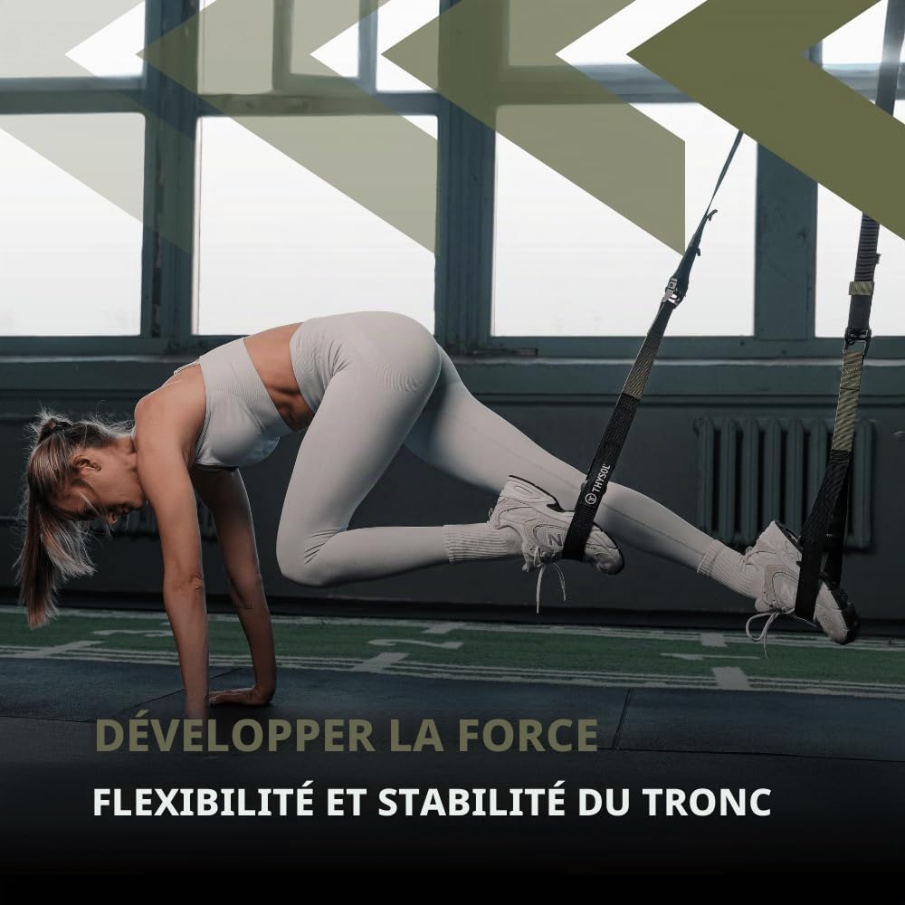 THYSOL® Sangles de Résistance Pro Xtreme | Ensemble d'Entraînement Avec Ancrage de Porte Réglable | Pour Domicile, Voyages, Intérieur et Extérieur