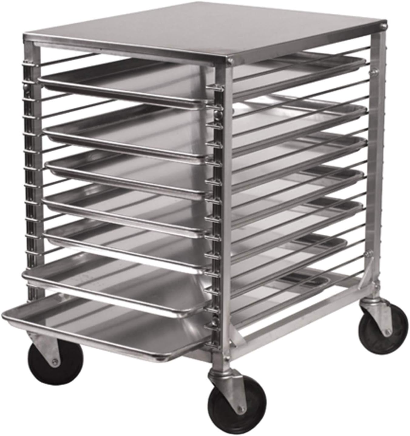 TigerChef 15 Tier Aluminum Sheet Pan Rack With Wire Slides And Hard Top Shelf Bakery Equipment For Sheet Pans 1 Pack