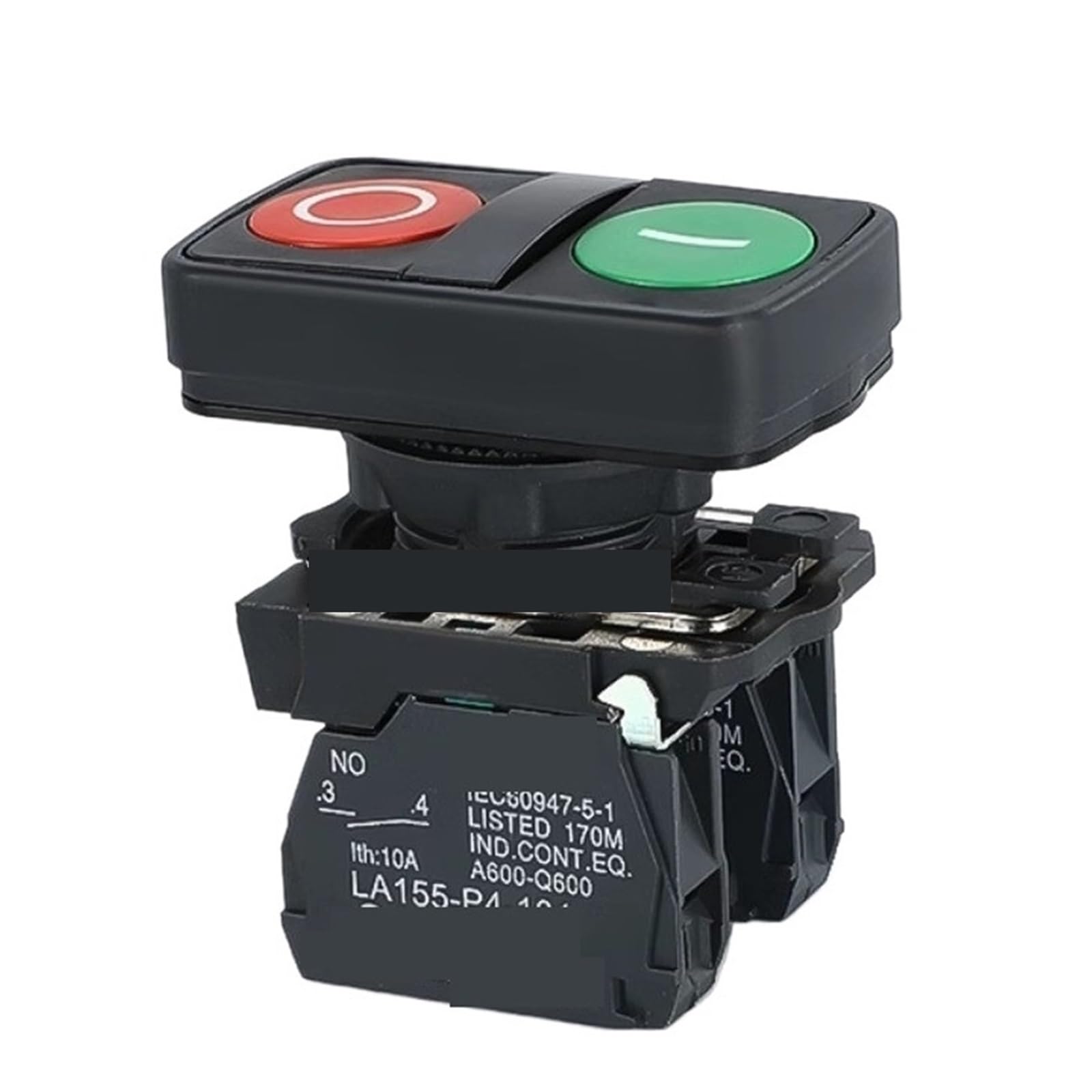 1 interruptor de botón de parada de emergencia XB4 de 22 mm, doble botón con luz, momentáneo, de reinicio automático, tipo hongo, 10 A.(Double No Light A,2NC,24 V)