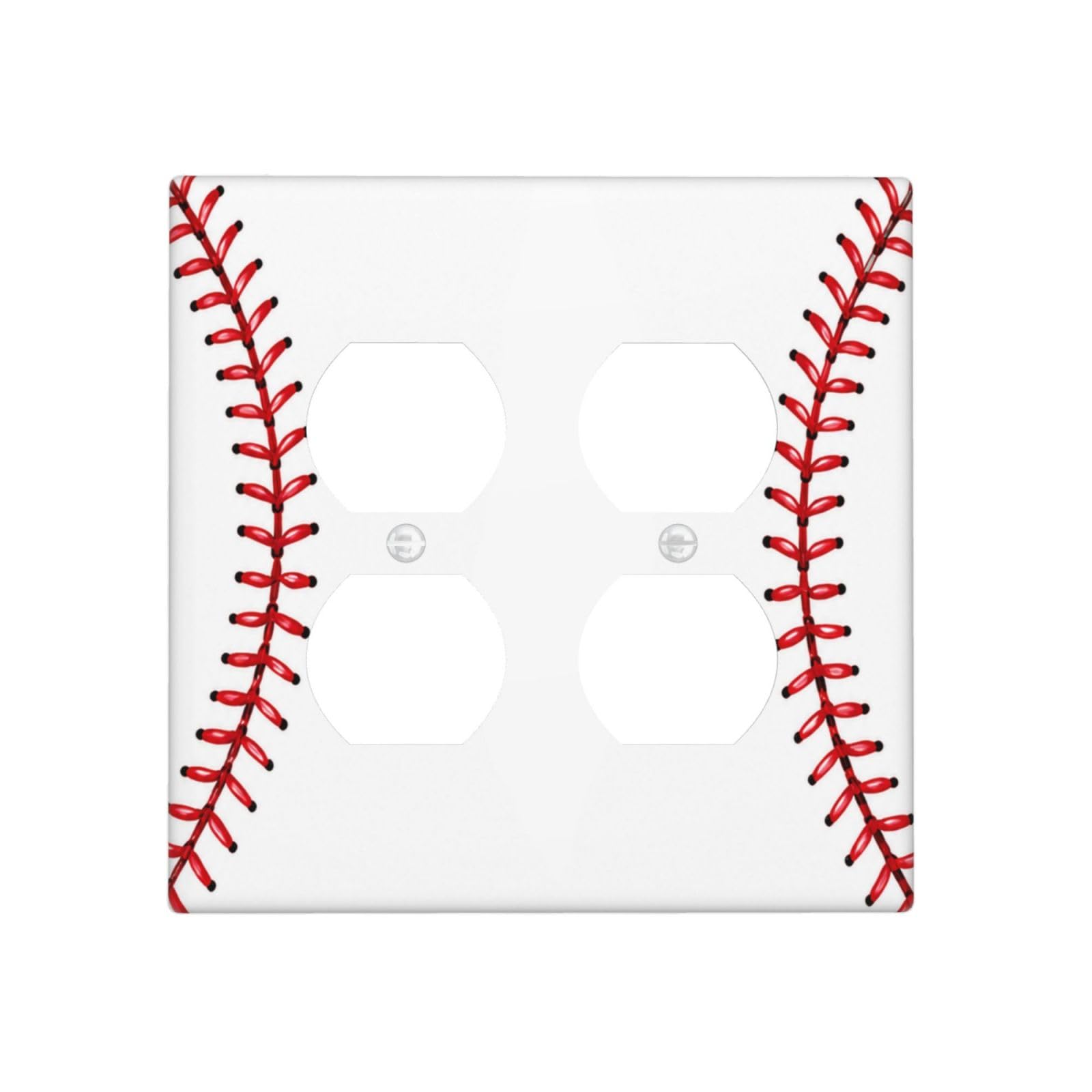 Xuejiaku Decorative Outlet Covers Baseball Stitches 2-Gang Duplex Light Switch Covers Gfci Wall Plate Minimalist Red Baseball Print Receptacle Switchplate for Boys Room Sports Decor