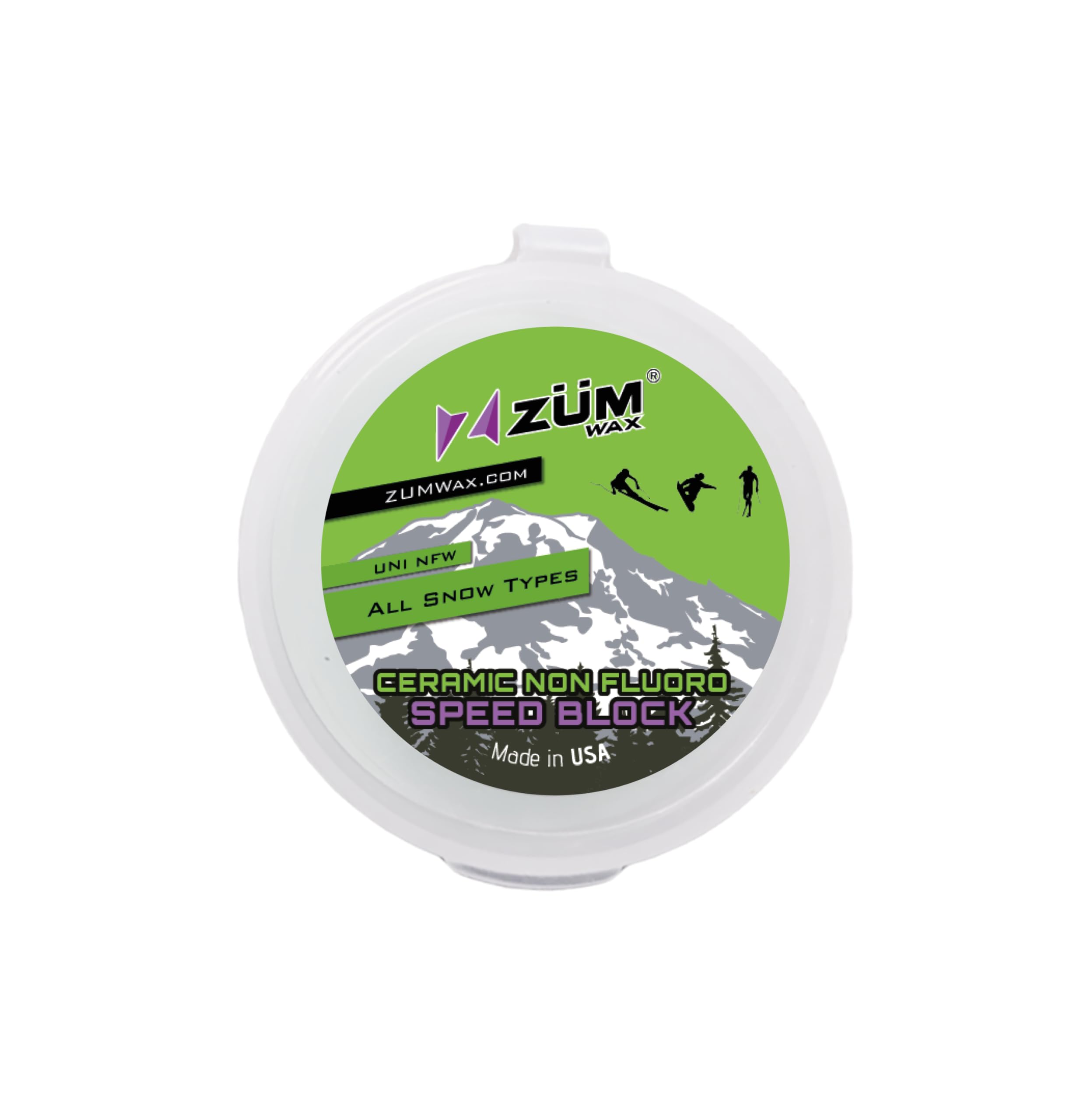 ZUMWAX Iron-On Ski/Snowboard/Nordic CERAMIC Ultra Performance Speed Block WAX – 25g, PFAS-Free, Eco-Friendly, Pure Race Wax for Old and Artificial Snow, Durable High-Speed Competition Wax, Made in USA