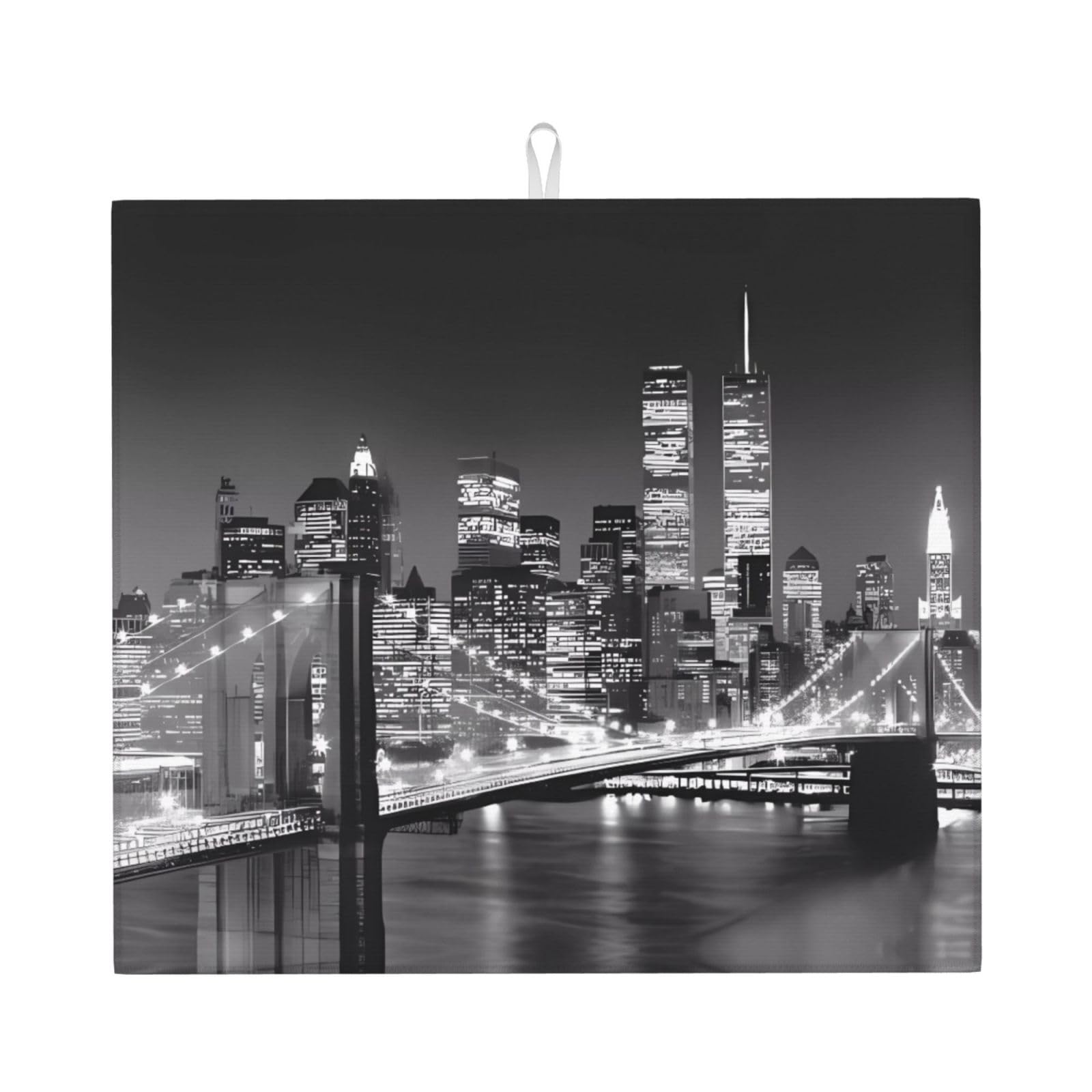 Yyhwhjde Black New York Prints Kitchen Drying Mat – Absorbent Dish Throw For Countertop, Non-Slip Quick-Dry Layer With Vibrant Prints, Ideal For New Home Gift