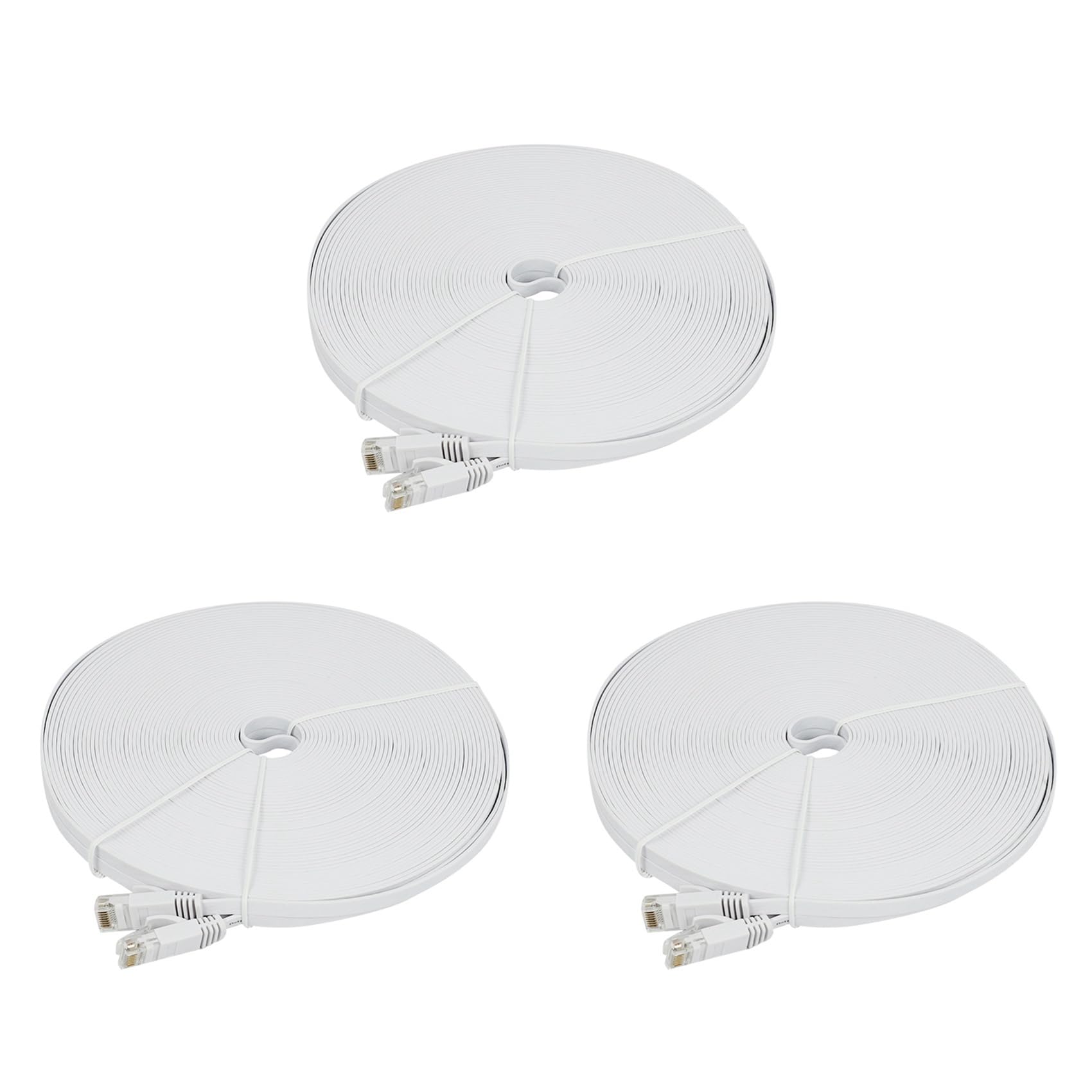 3X Kabel Ethernet Cat 6 100 Stóp (30 Metrów) Płaskie, Wąskie, Długie Kable Krosowe Sieci LAN, Kabel Komputerowy Cat6 High Speed