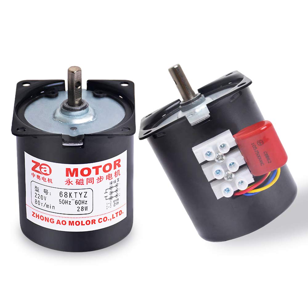 Toplionace Motor Reductor de 220V CA, Motor Síncrono de Imán Permanente 60KTYZ/68KTYZ/70KTYZ con Soporte, 2,5-110rpm (68KTYZ, 5rpm)