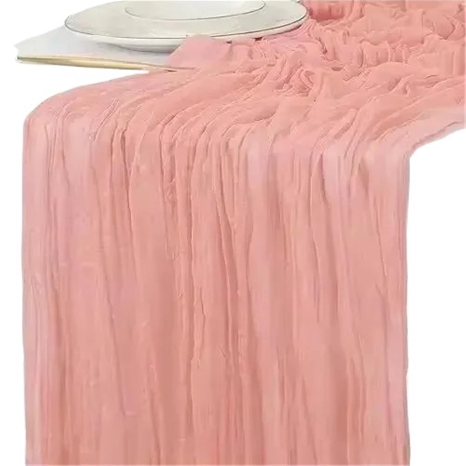 90*300CM Light Pink Cheesecloth Table Runner Gauze Fabric Rustic Sheer Runners Chair Sashes
