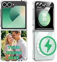 Design Your Own Case for Samsung Galaxy Z Flip 7 FE, Strong Magnetic, Compatible with MagSafe, Custom Personalized Picture Text Image Phone Cover, Shockproof Slim Thin Anti-Scratch, Transparent Clear
