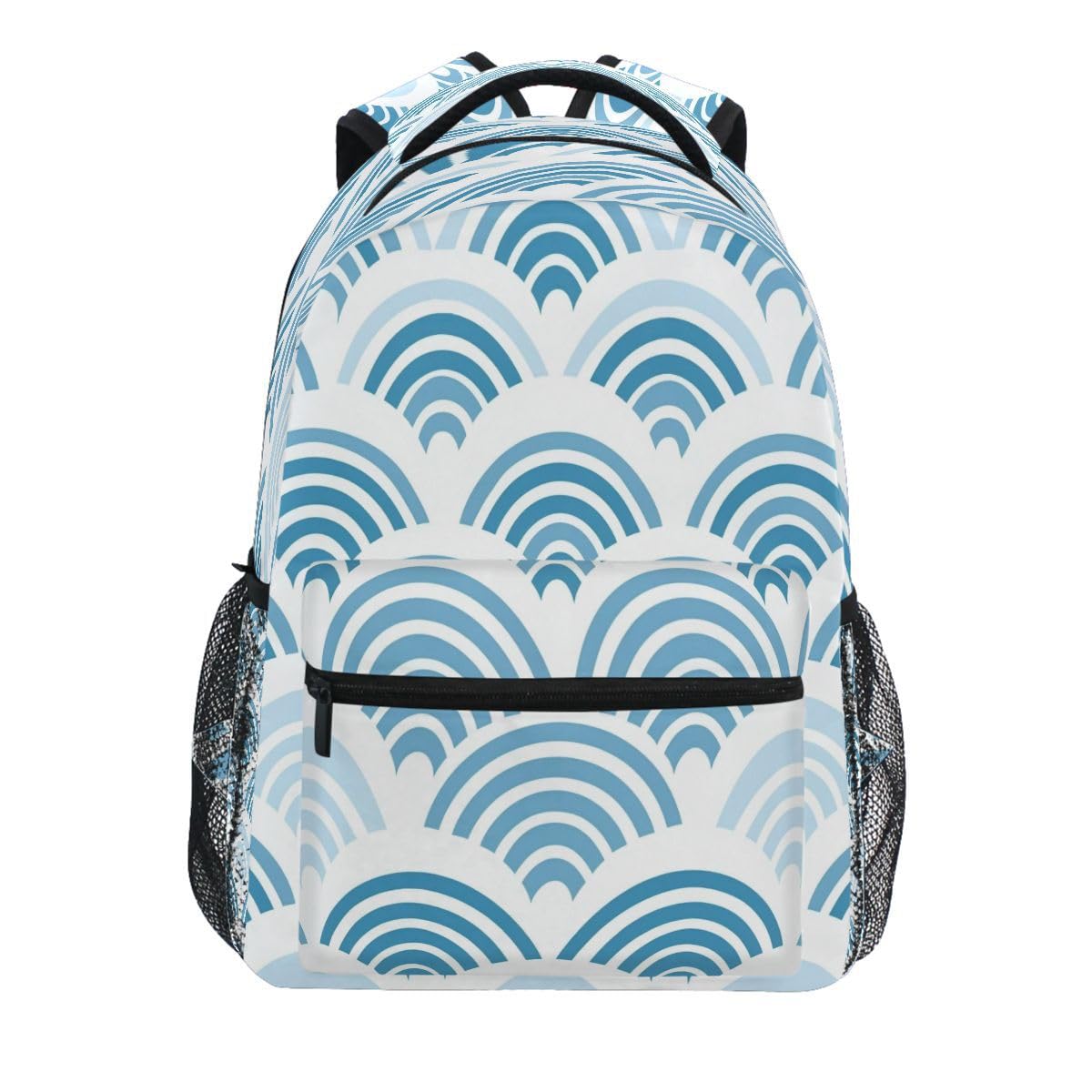 Mnsruu Sea Ocean Wave - Mochila escolar azul para estudiantes, niños y niñas, Multicolor, L