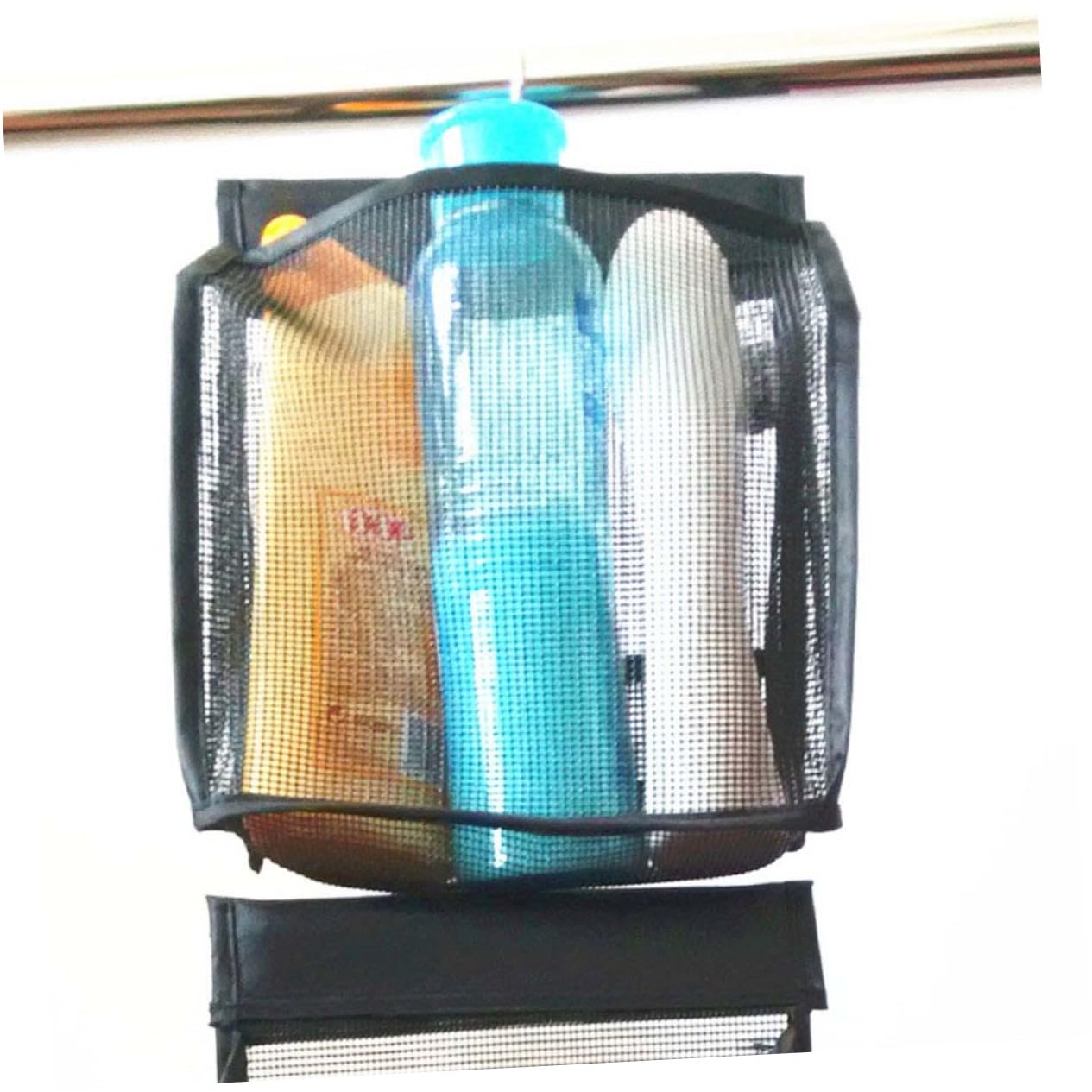 Set 3 Pezzi Borsa Rete Doccia Nero in Pvc Versatile per Bagno e Viaggio Organizer Portaoggetti Salvaspazio
