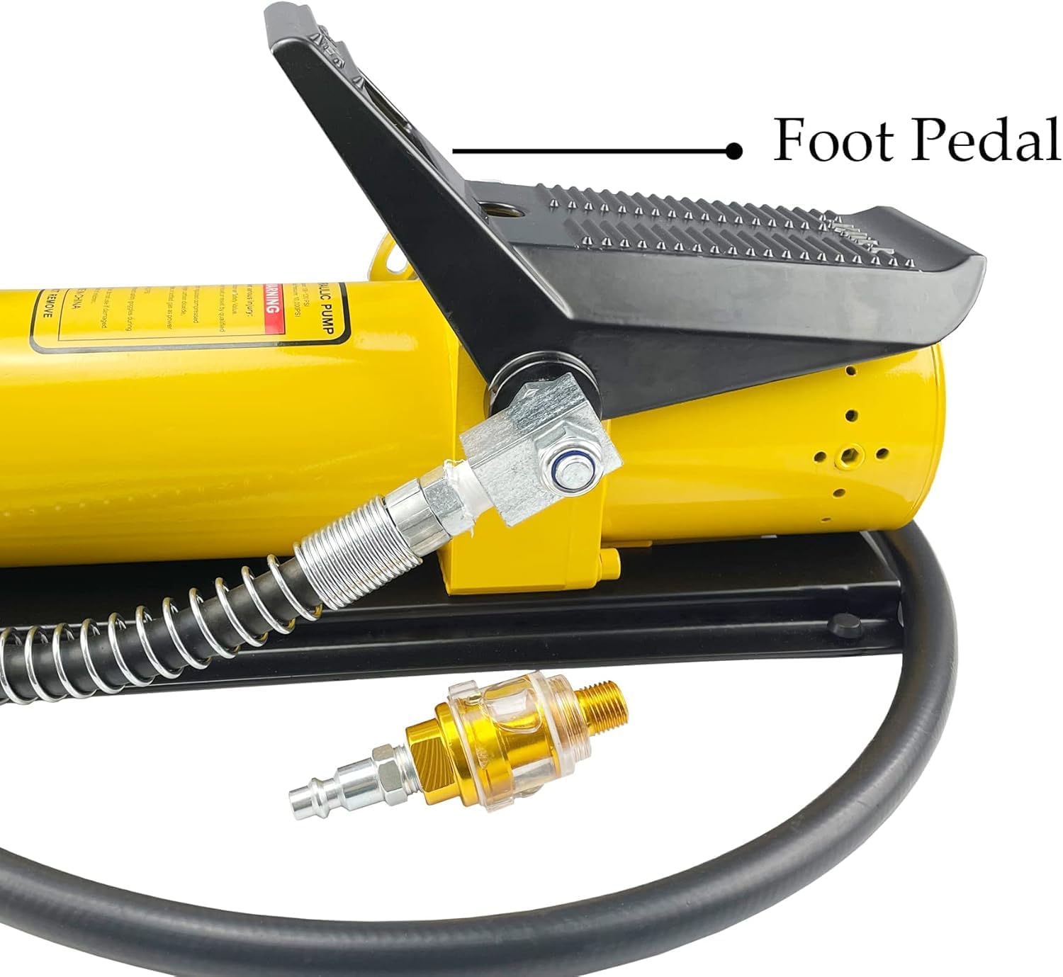 Xingehyd Air Hydraulic Pump 10,000 PSI 10 Ton Porta Power Hydraulic Air Foot Pump Control Lift with Air Line Lubricator Yellow