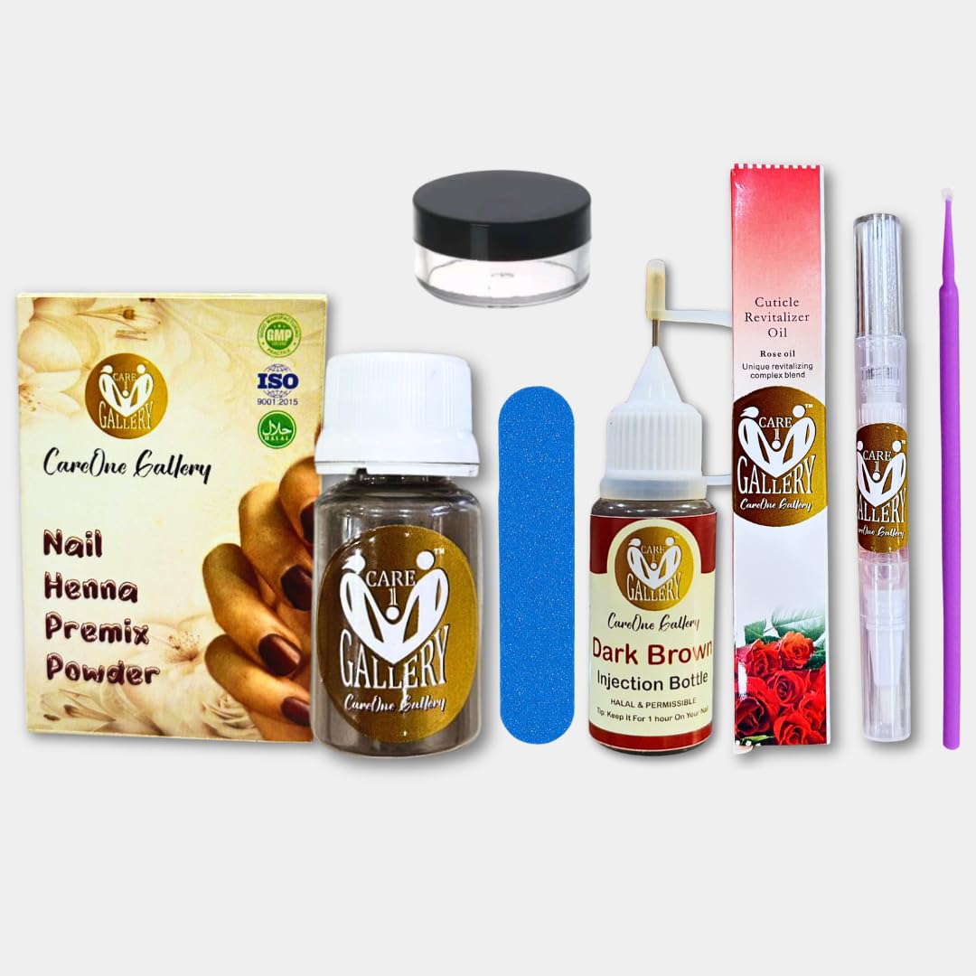 DIY Nail Heena / Mehendi Kit | Natural Herbal Heena | Halal & Wudu Friendly | Brown colour | (Premix Powder, Nail Heena Injection, Nail Filer, Applicator, Shinner / Cuticle Oil Pen) Can Be Used Upto 5 Times-picture-32