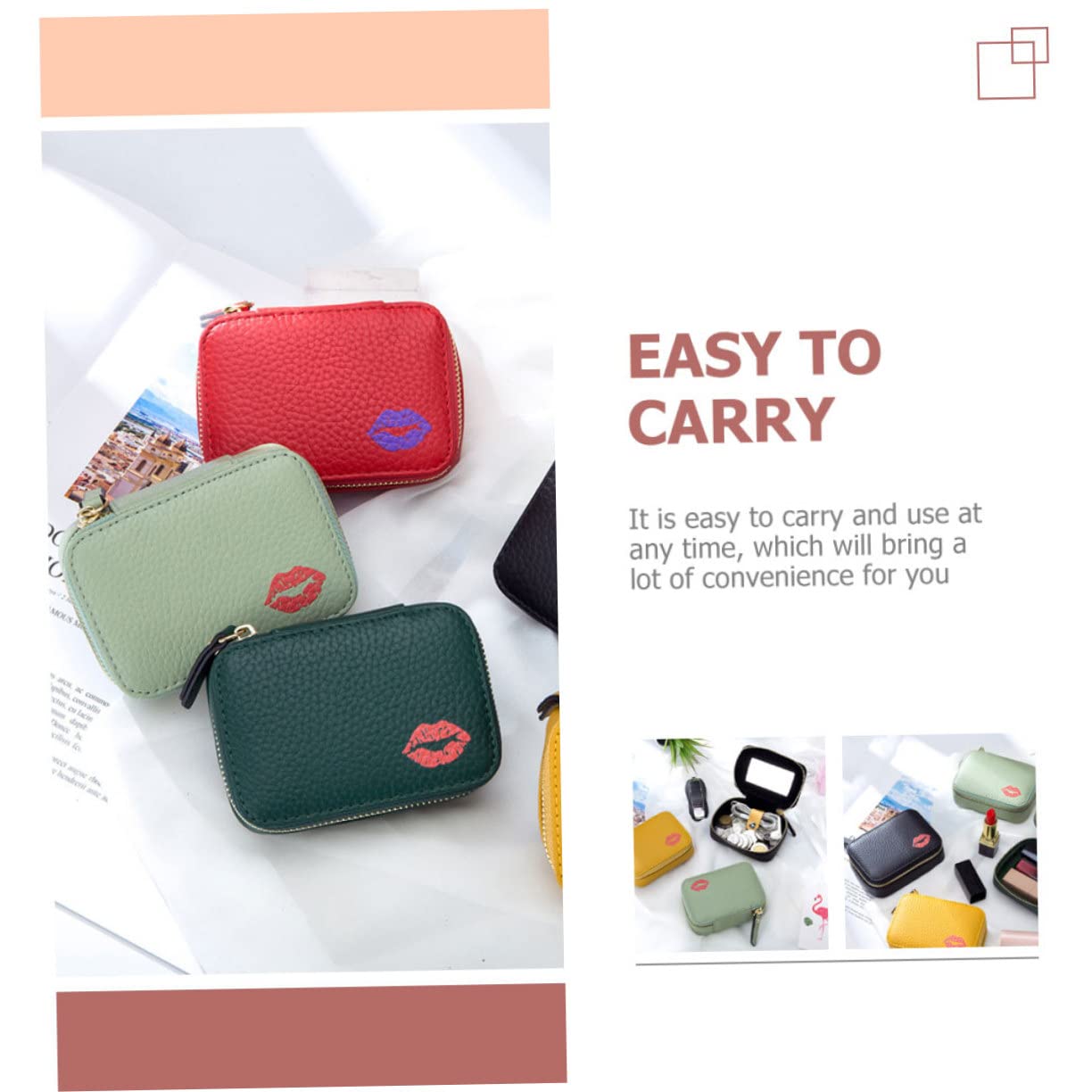 Borsa per Trasporto del Rossetto Astuccio per Trucco Semplice Borsa da Viaggio per Rossetto Specchio Portatile