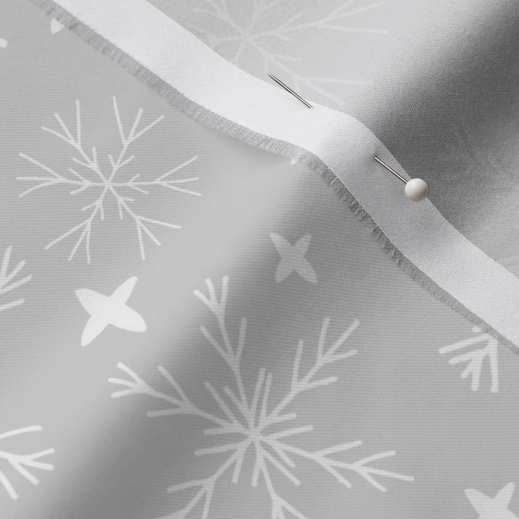 Spoonflower Fabric - Winter Snowflakes Light Gray Snowflake Cute Snow Best White Christmas Printed on Organic Cotton Sateen Fabric by The Yard - Sewing Quilting Apparel Home Decor