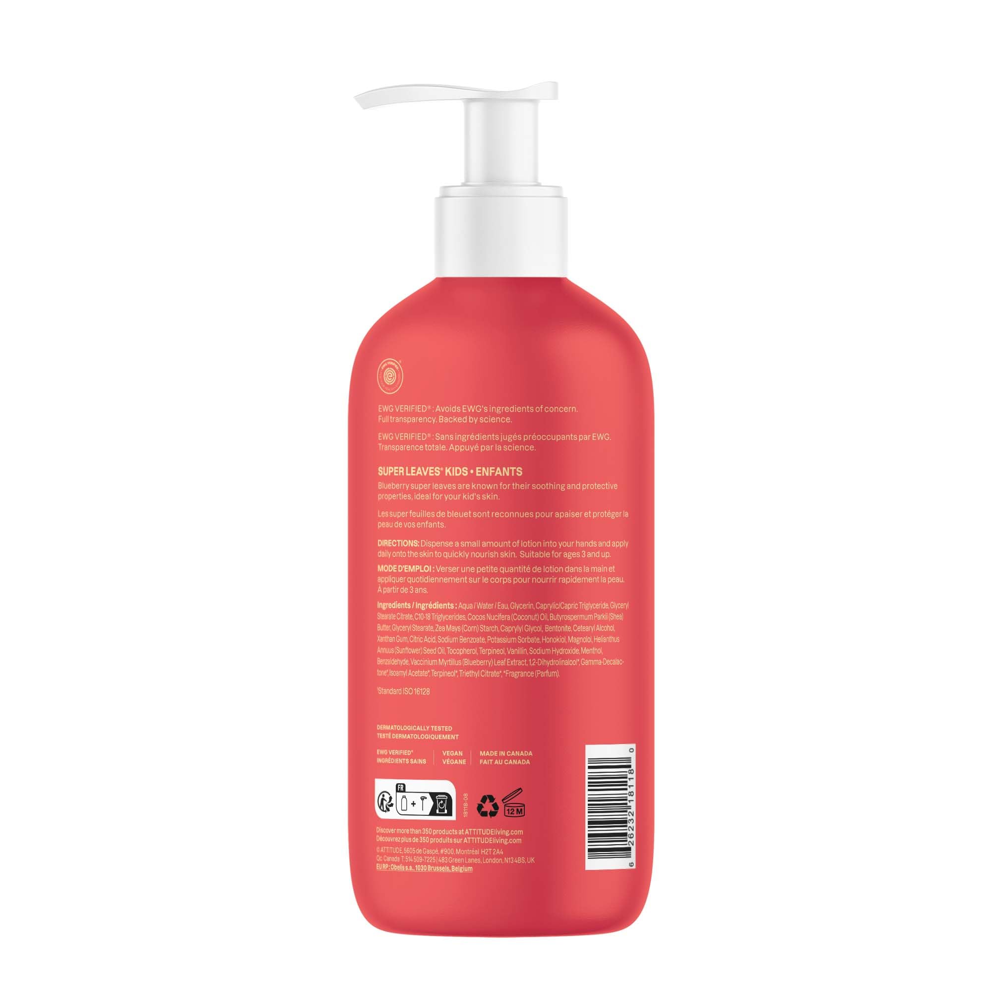 ATTITUDE Balsam do ciała dla dzieci, zweryfikowany przez EWG, testowany dermatologicznie, krem na bazie roślin i minerałów, wegański, mango, 473 ml