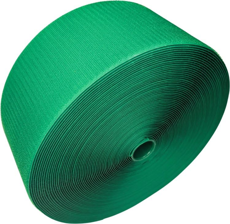 Tumbl Trak Hook Mat Fastener | 25m Long & 10cm Wide | Hook Velcro for Carpet Bonded Foam Seams | for Gymnastics and Cheer Gym Floors (Green)