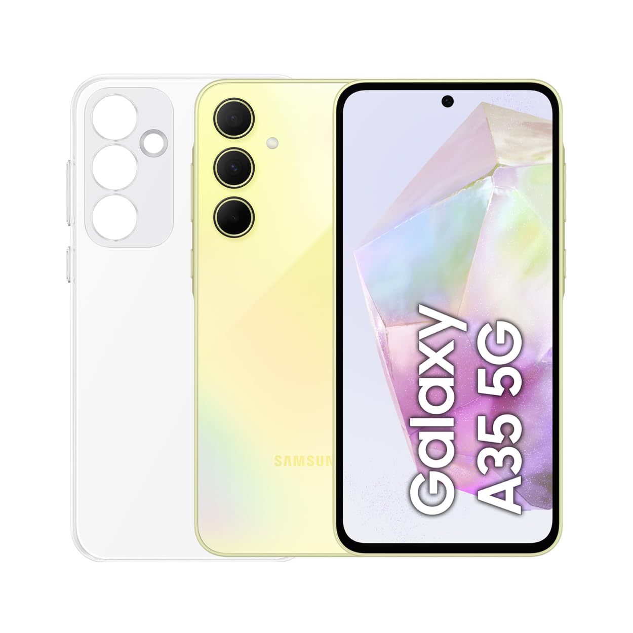 Samsung Galaxy A35 5G,Clear Cover inclusa, Smartphone Android 14, Display FHD+ Super AMOLED 6.6”, 6GB RAM e 128GB di memoria interna espandibile, Batteria 5.000 mAh, Awesome Lemon [Versione Italiana]