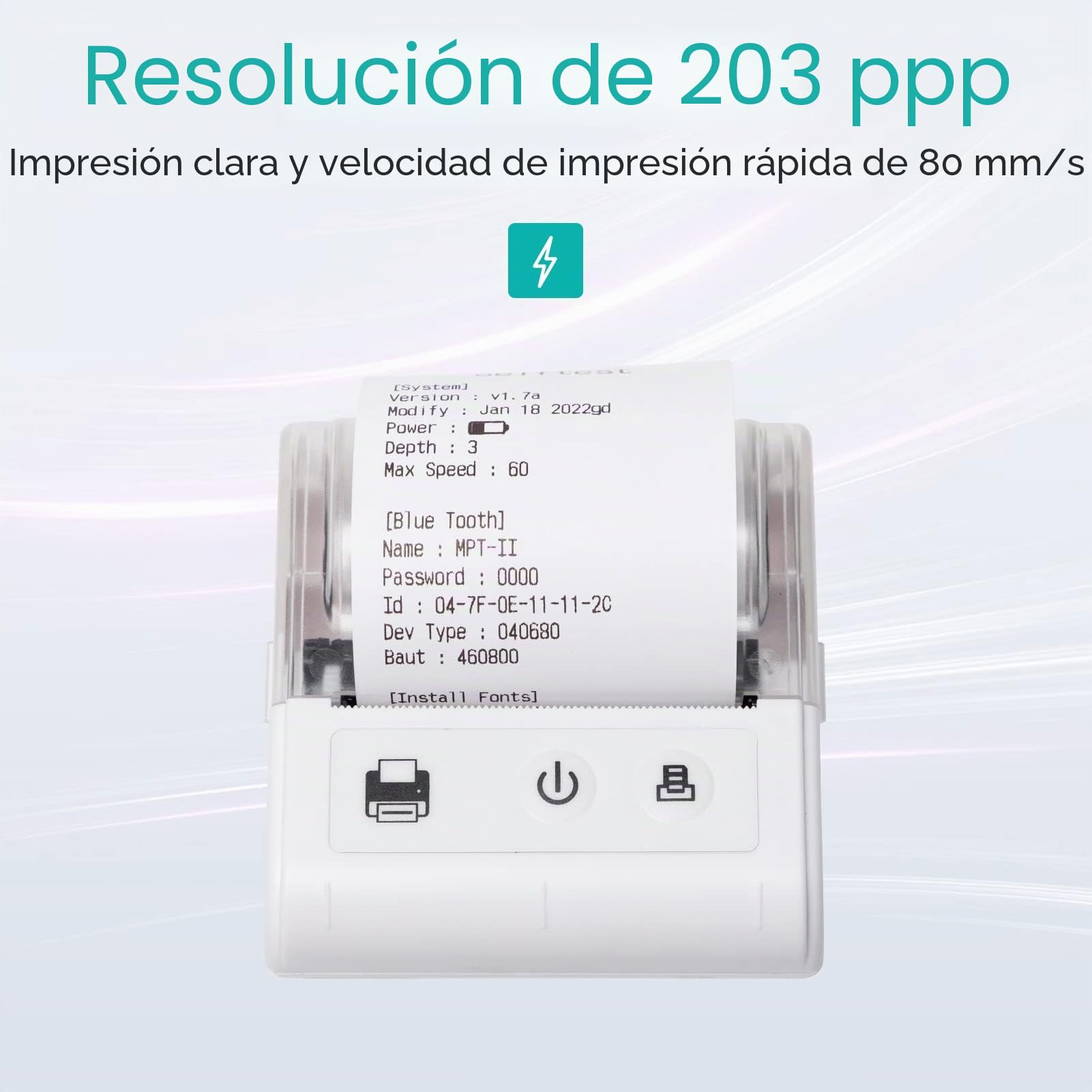 Impresora de Recibos Térmica Portátil Mini USB y Conexión BT de 2 Pulgadas 57mm, Impresora Inalámbrica de Alta Velocidad con 1 Rollo de Papel Incluido, Compatible con iOS, Android, Windows para Ventas