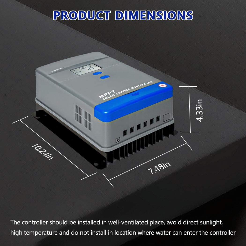 Y&H Regulator ładowania solarnego 100 A MPPT 12 V 24 V 36 V 48 V automatyczny regulator baterii, wyświetlacz LCD, MAX PV panel moc wejściowa 5200 W do ładowania akumulatorów żelowych AGM i