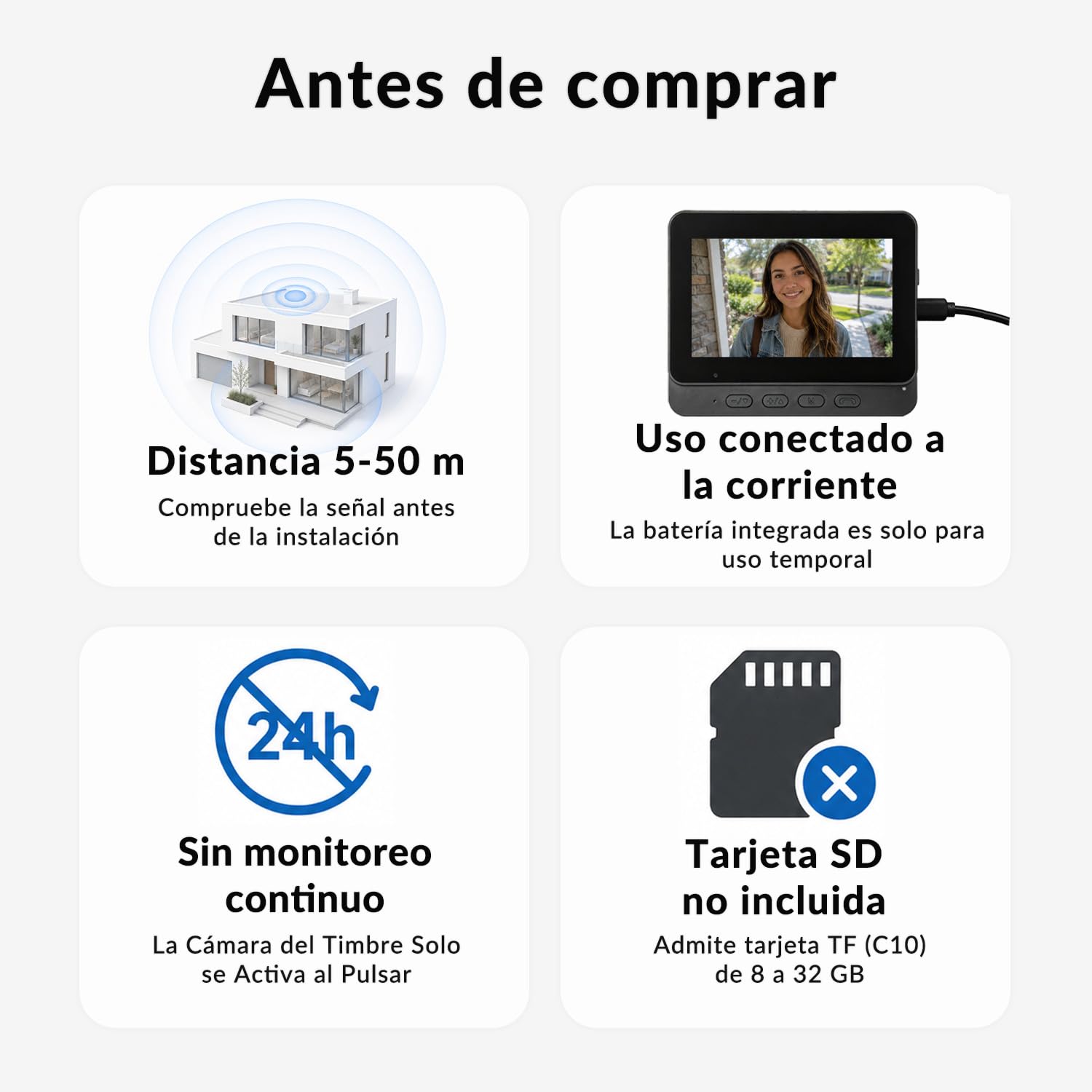 Zeerkeer Timbre Inalámbrico Exterior Impermeable 1080P, Videoportero con Cámara Inalámbrico de 4,3 Pulgadas, Intercomunicador de Vídeo Exterior con Pantalla Ángulo de Visión 170°