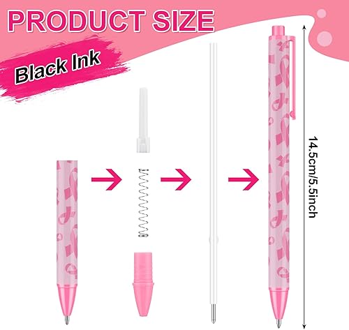 Miniatura 3 de 100 bolígrafos Awarenes para el cáncer de mama, accesorios para el cáncer de mama, bolígrafos retráctiles rosados para el mes del cáncer de mama,