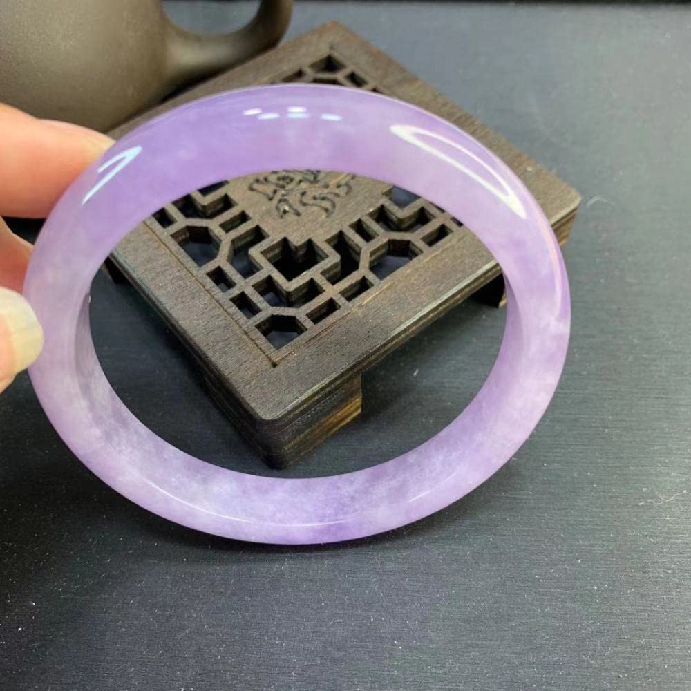 Braccialetto di Giada da Donna, Braccialetto di Giada Viola, Braccialetto di Giada con Barra Larga Media, per Gli Amici, con portagioie, 53-64 mm, 57-58 mm(61