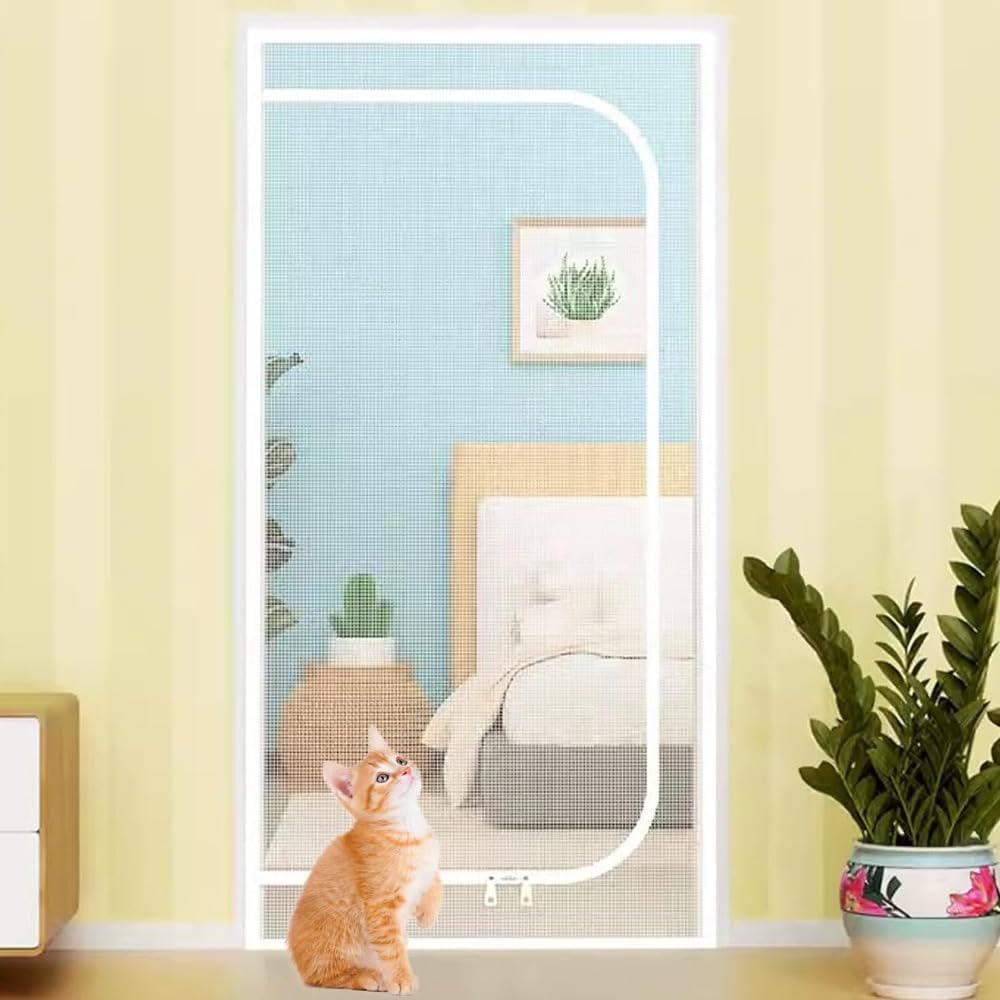 ペットゲート 猫網 網戸 犬 猫 通気 軽量 メッシュ 貼るタイプ 穴あけ不要 マジックテープ 脱走防止 侵入防止 うさぎ 赤ちゃん