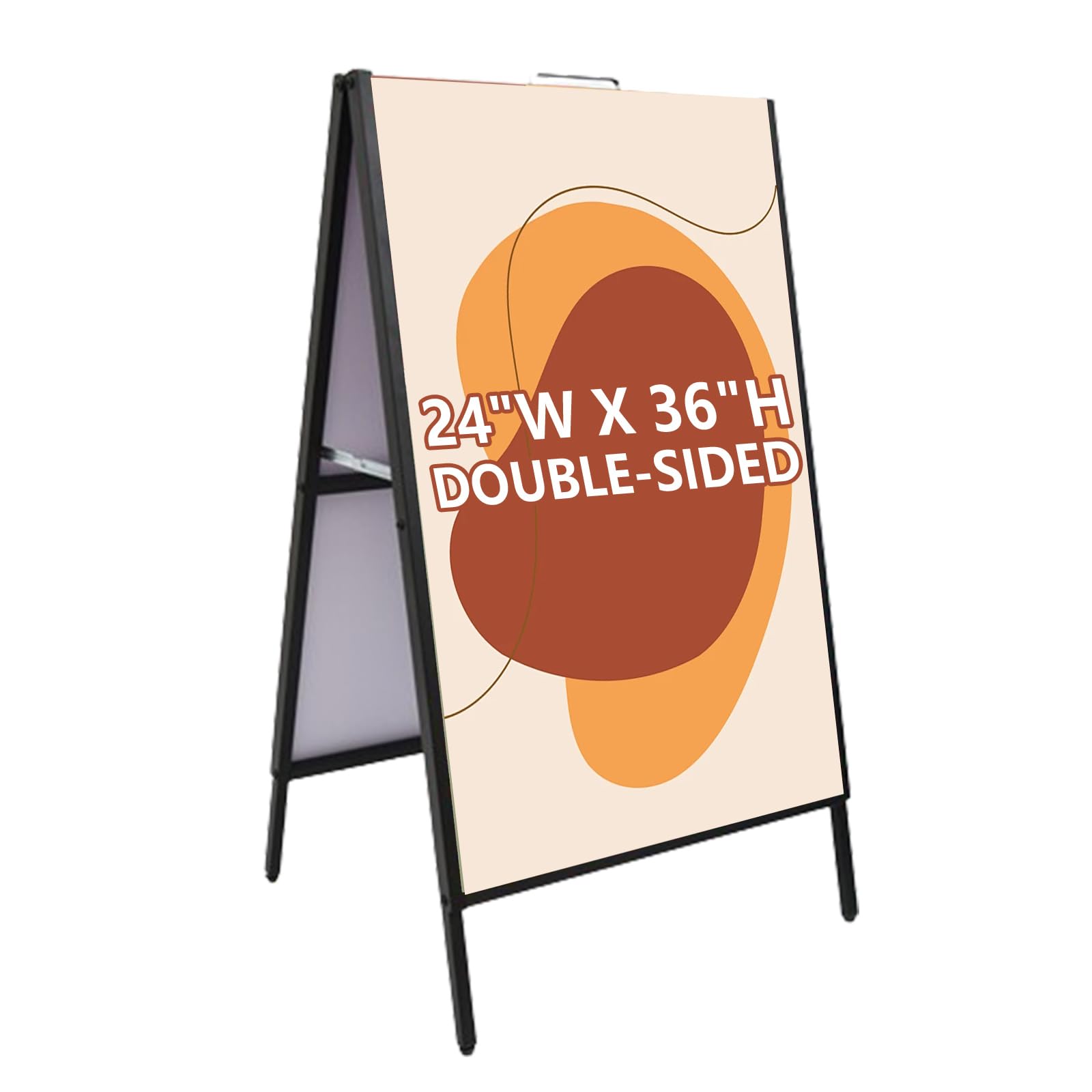 Hyuetrsa A-Frame Sidewalk Sign, 24x36 inches Heavy Duty Slide-in Folding Sidewalk Sign Stand Metal Double-Sided Pavement Sign Sandwich Board for Business Indoor Outdoor (black)