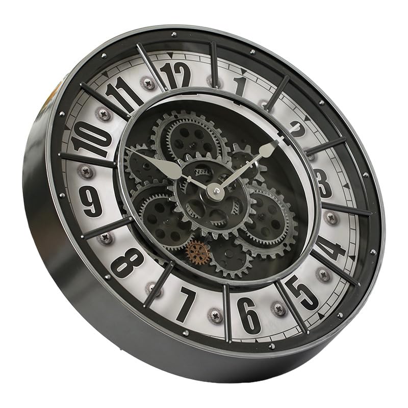 Horloge murale moderne métal vintage salon engrenages mobiles 45cm style industriel