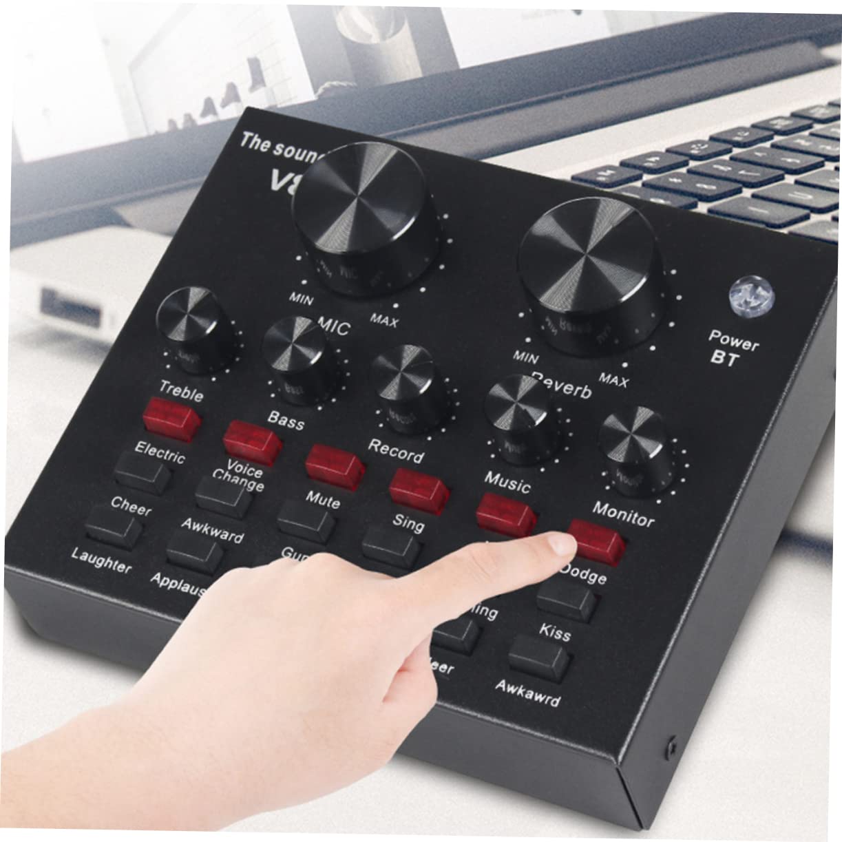 HANABASS 1 Set Professional Sound Mixer Board with Volume Noise Reduction Sound Effects for Streaming and Recording Compatible with Phones Computers