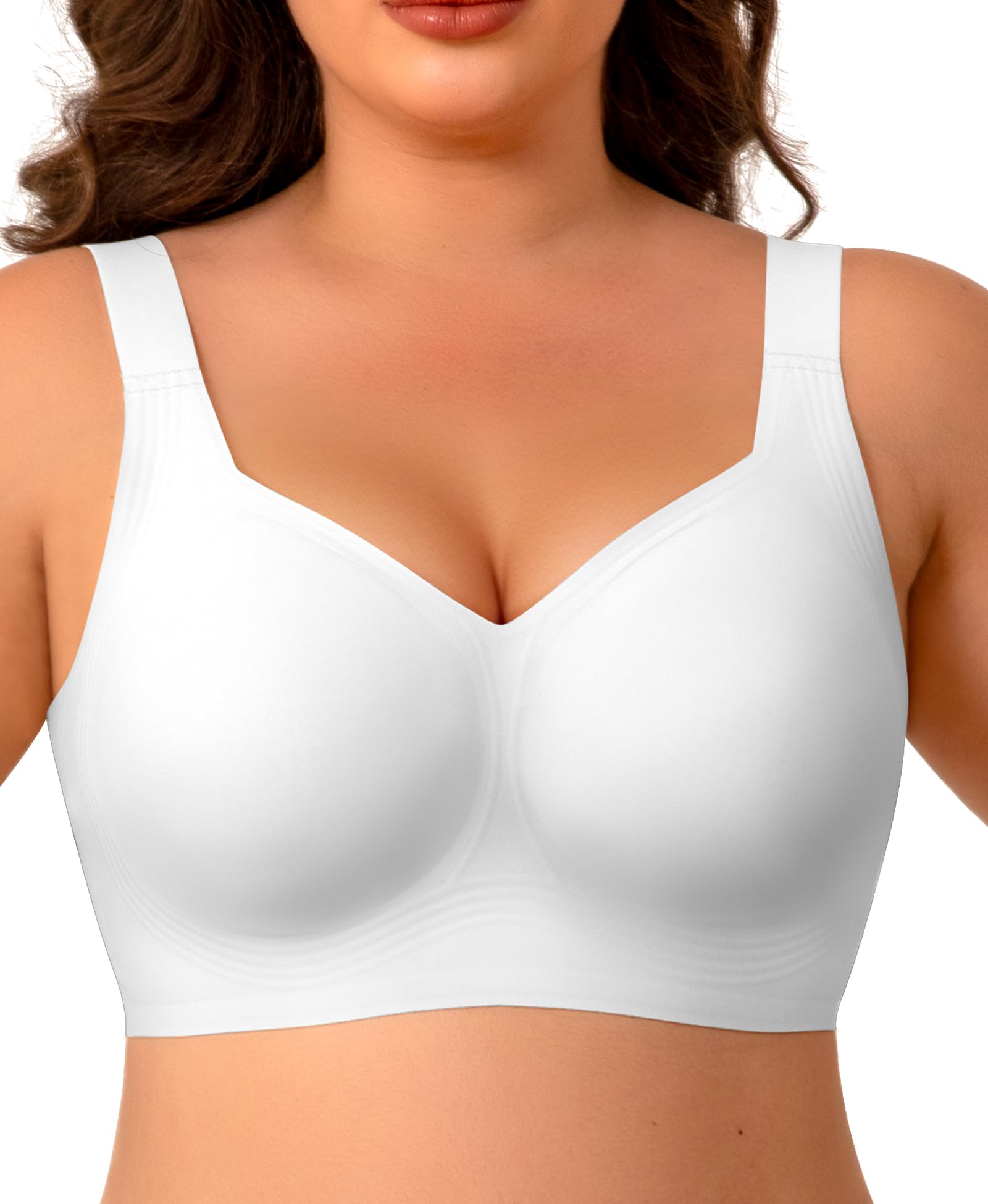 Ganado Sujetadores sin Aros Mujer Sujetador con Tirantes Anchos Push up con Relleno Básicos Bralette sin Costuras — view 10