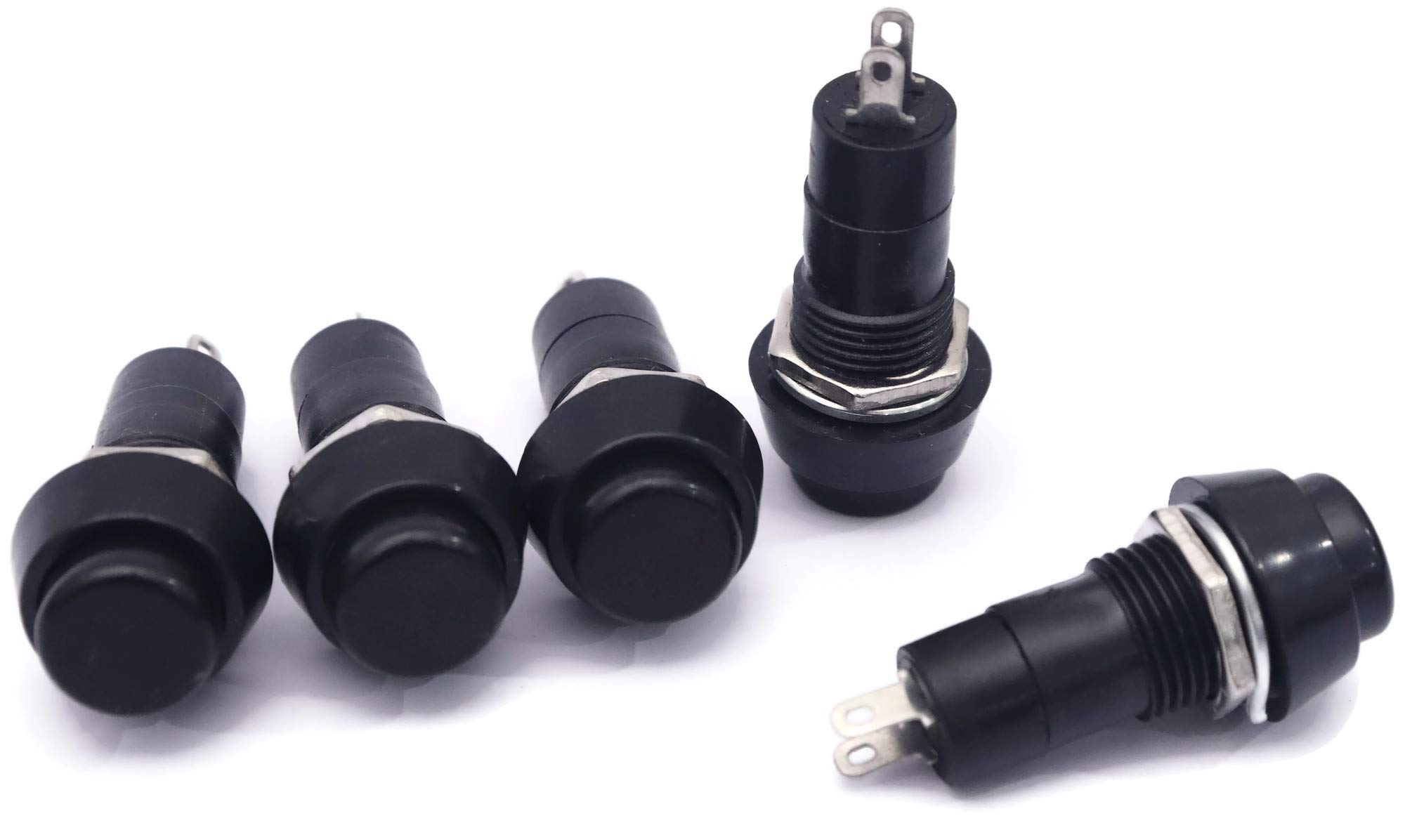 Electronic Spices PACK OF 5 On/Off 2 pin Self-Locking Latching Push Button Switch Locking Car, Boat Dashboard IN BLACK 1
