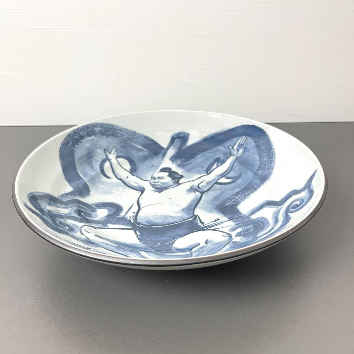 Amazon.co.jp: 大相撲 染付 大皿 櫓太鼓 盛皿 大鉢 横綱