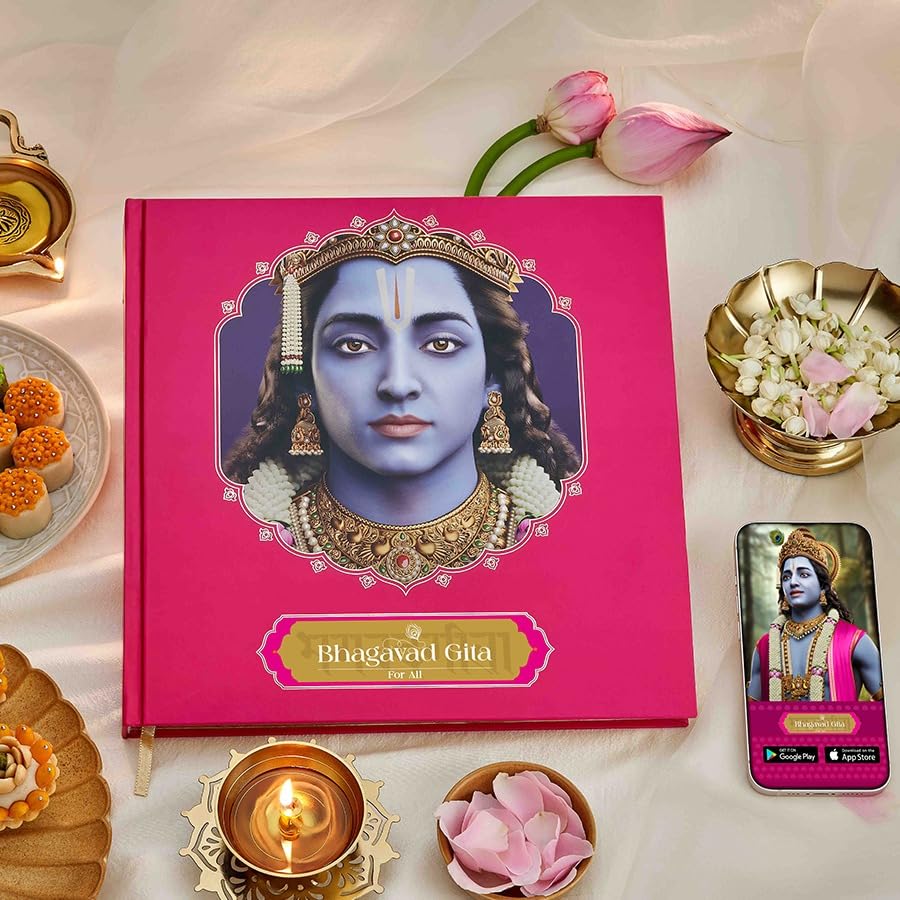 Image of Bhagavad Gita For All in English, Hindi, and Sanskrit | World's 1st video-based Bhagavad Gita Book and App | Watch Each Shloka Explained by Krishna Avatar | SCAN, WATCH & LEARN