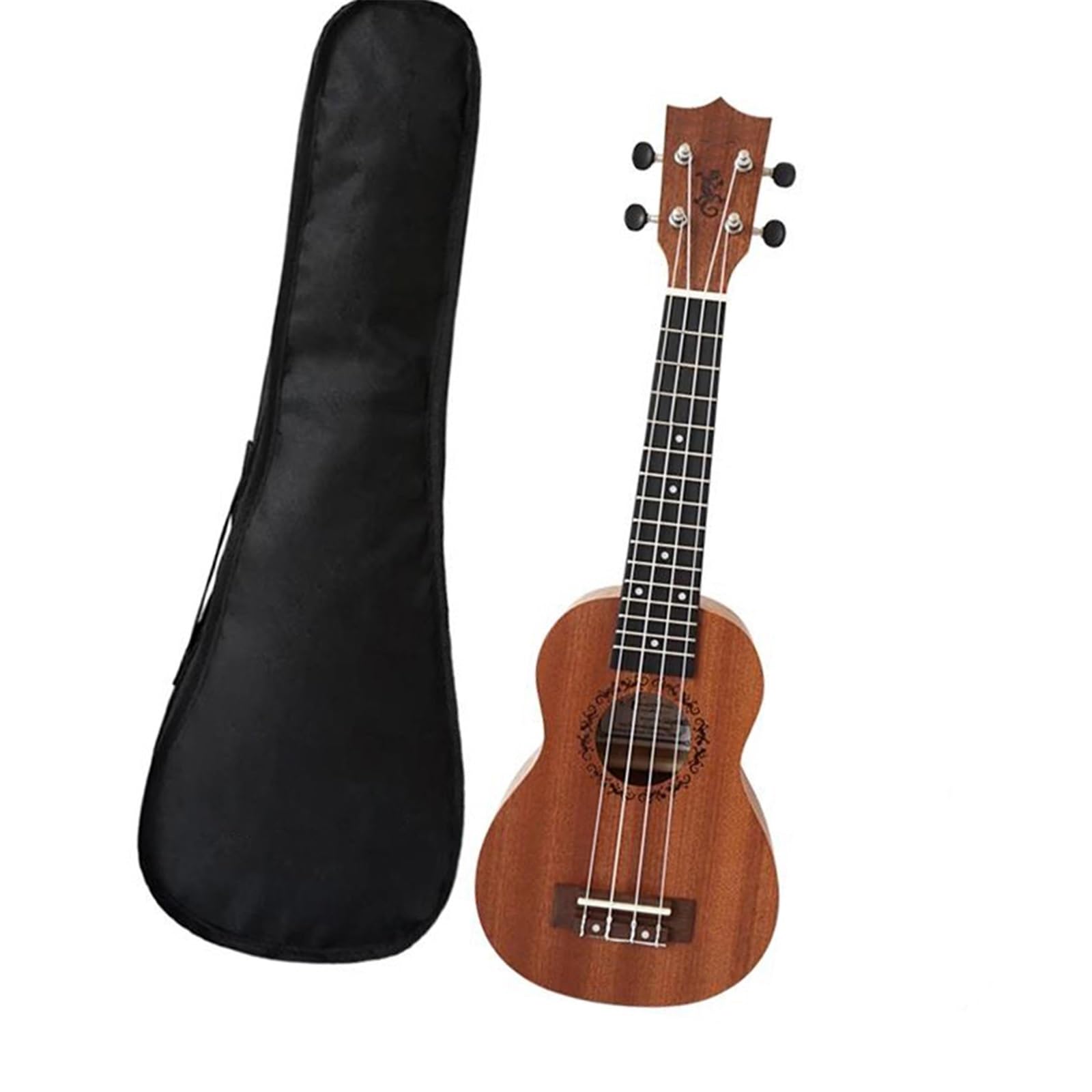 Mahoniowa Gitara Sopranowa Ukulele 4 Struny Hawaje Ukelele Instrumenty Muzyczne Prezent Z Torbą I Paskiem 21 Cali początkujących ukulele(2)