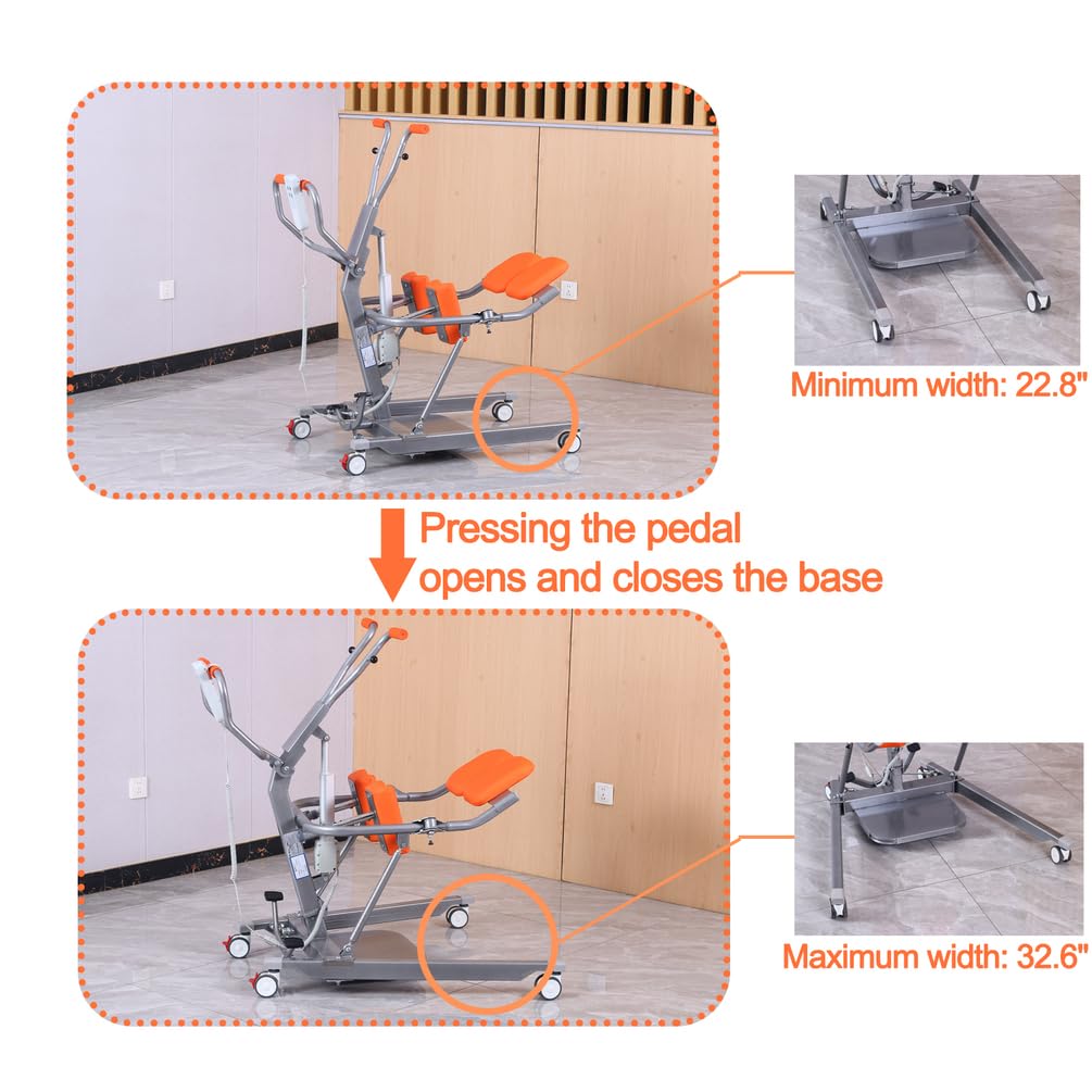 Sollevapazienti Elettrico Sit-Stand Per Disabili, 150 Kg | Poggiapiedi Con Cuscinetti Ergonomici Per Le Ginocchia E Sedile Sdoppiabile A 180°
