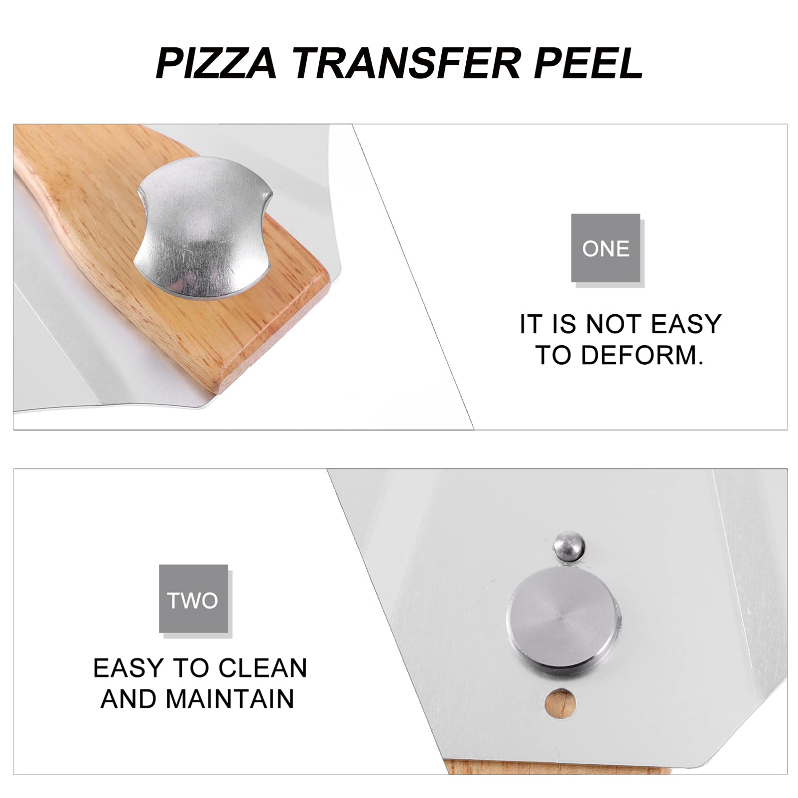 Espátula para Pizza de Acero Inoxidable Plegable con Mango de Madera | Blanco, Resistente Oxidación, Herramienta DIY para Cocina, Referencia de Palas para Pizza