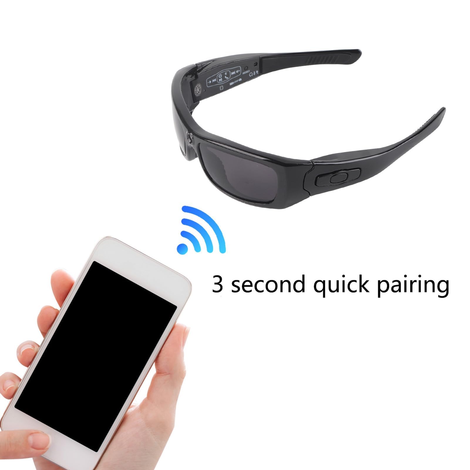 1080p Smart Blueteeth HD Camera HD Soczewki polaryzacyjne Sportowe okulary przeciwsłoneczne, wsparcie połączenia wideo, nadaje się do jazdy na rowerze w pomieszczeniach i podczas jazdy na