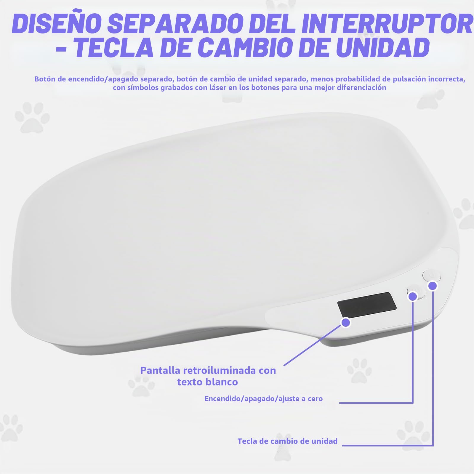 báscula digital para animales pequeños: báscula digital para mascotas de 15 kg (± 1 g), con pantalla LCD y 4 modos de pesaje (kg/oz/lb/ml)