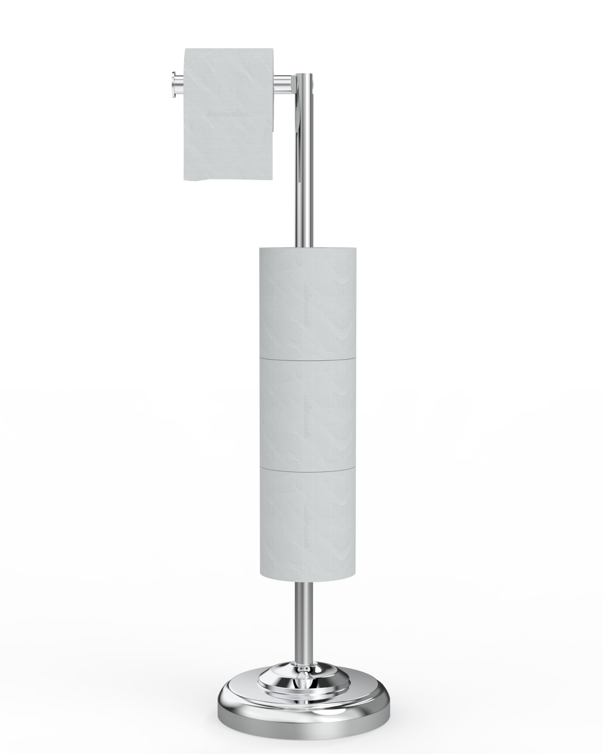 Sponsored Ad – Toiler Roll Holder Free Standing with tissus Dispenser, Chrome 304 Stainless Steel Toilet Paper Holder Stand, Bathroom Toilet Paper Storage Holds 4-5 Rolls